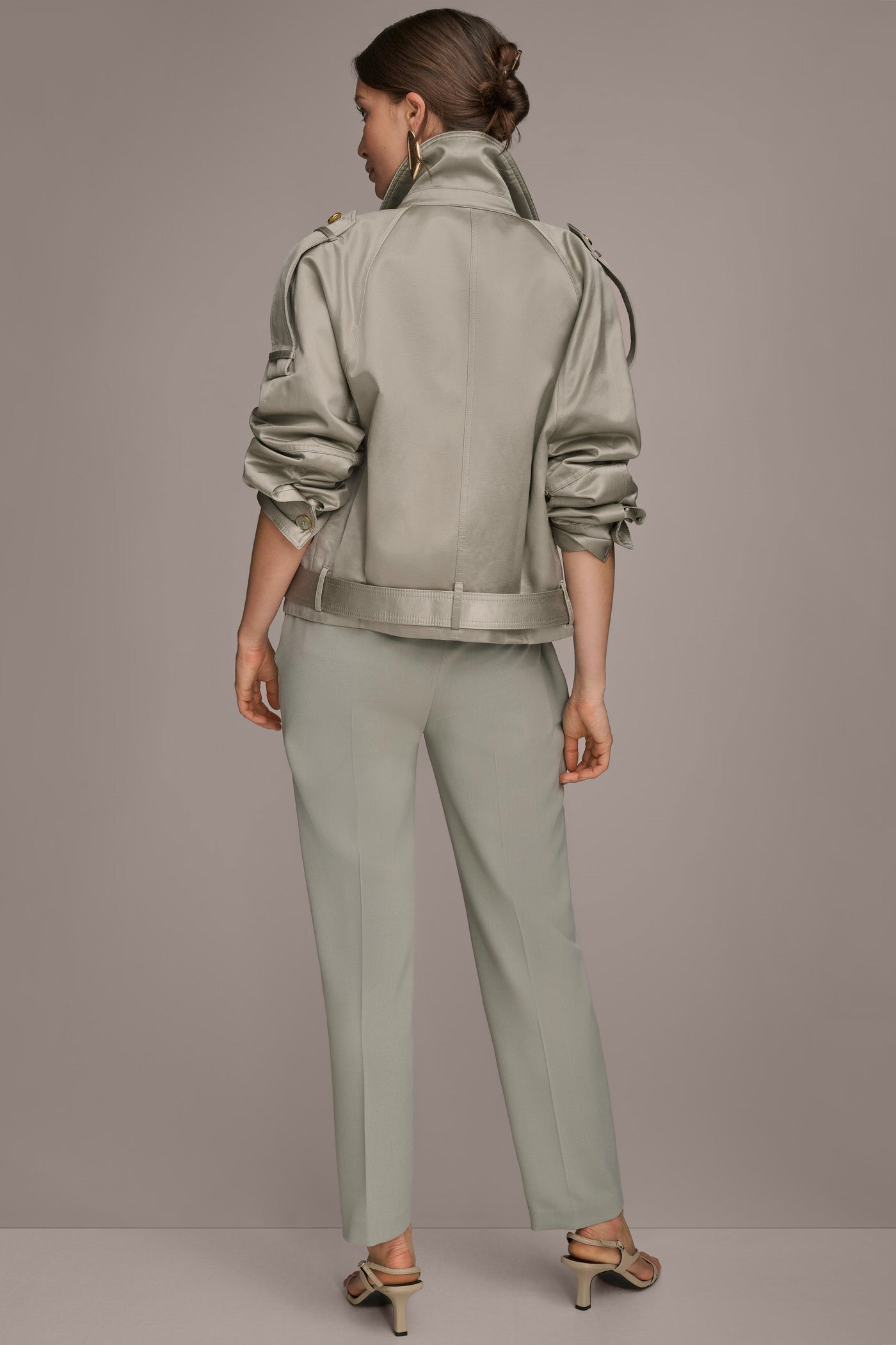BELTED SATIN BIKER JACKET VIEW 9 | Coats & Jackets BELTED SATIN BIKER JACKET VIEW 9 | Coats & Jackets