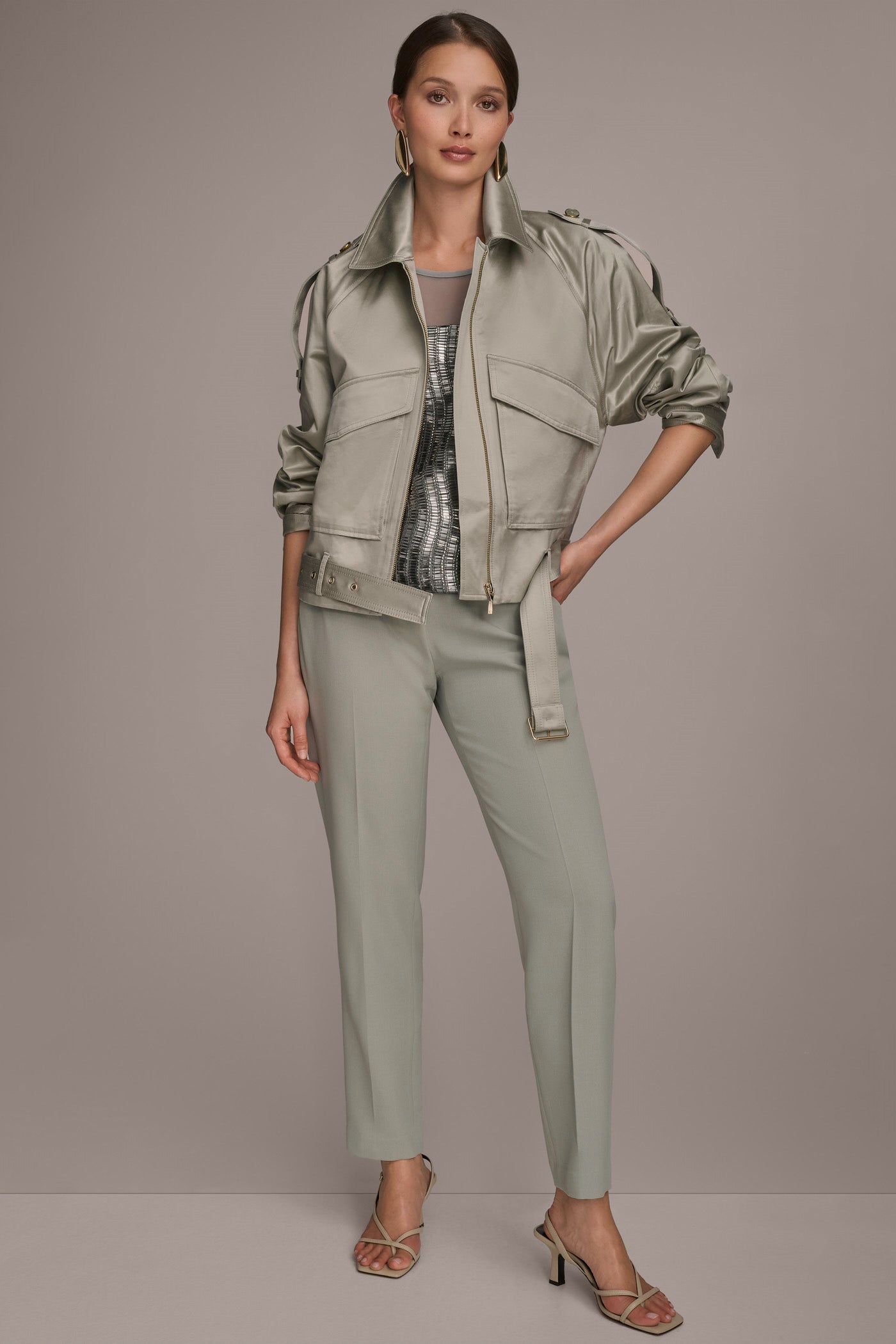 BELTED SATIN BIKER JACKET VIEW 8 | Coats & Jackets BELTED SATIN BIKER JACKET VIEW 8 | Coats & Jackets