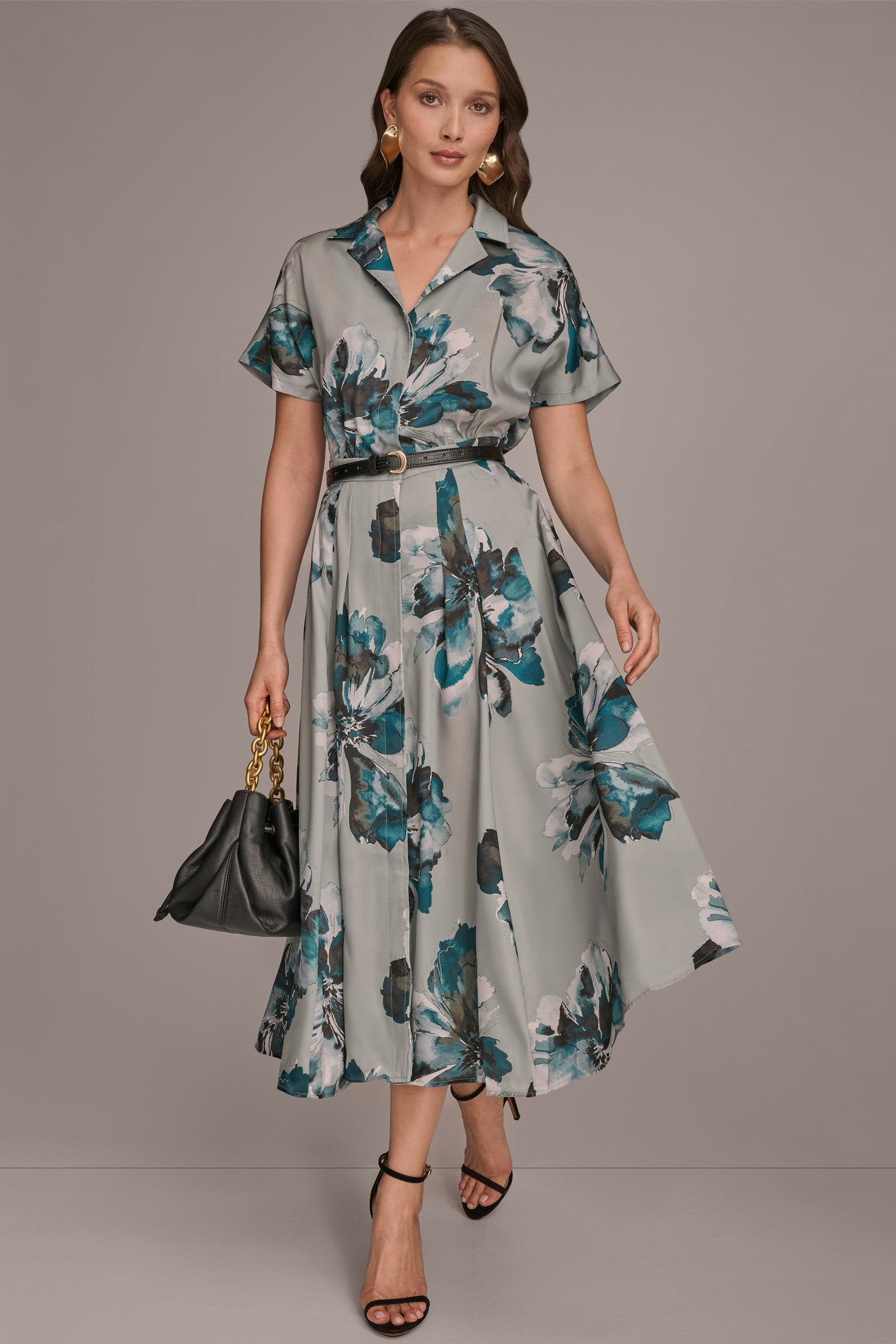 BELTED PRINTED MIDI SHIRT DRESS VIEW 8 BELTED PRINTED MIDI SHIRT DRESS VIEW 8