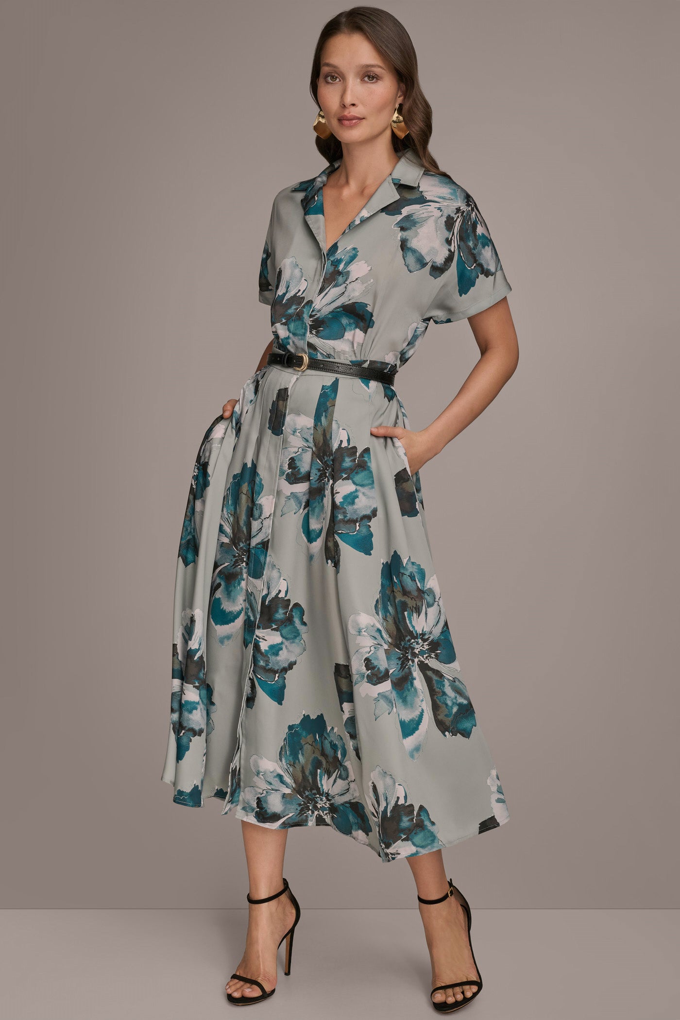 BELTED PRINTED MIDI SHIRT DRESS VIEW 7 BELTED PRINTED MIDI SHIRT DRESS VIEW 7