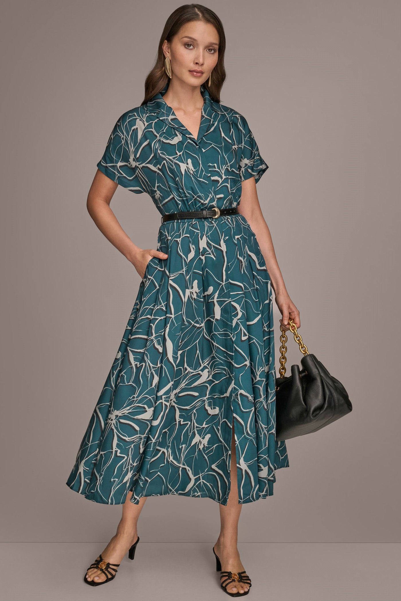 BELTED PRINTED MIDI SHIRT DRESS VIEW 4 | Essential Dresses BELTED PRINTED MIDI SHIRT DRESS VIEW 4 | Essential Dresses
