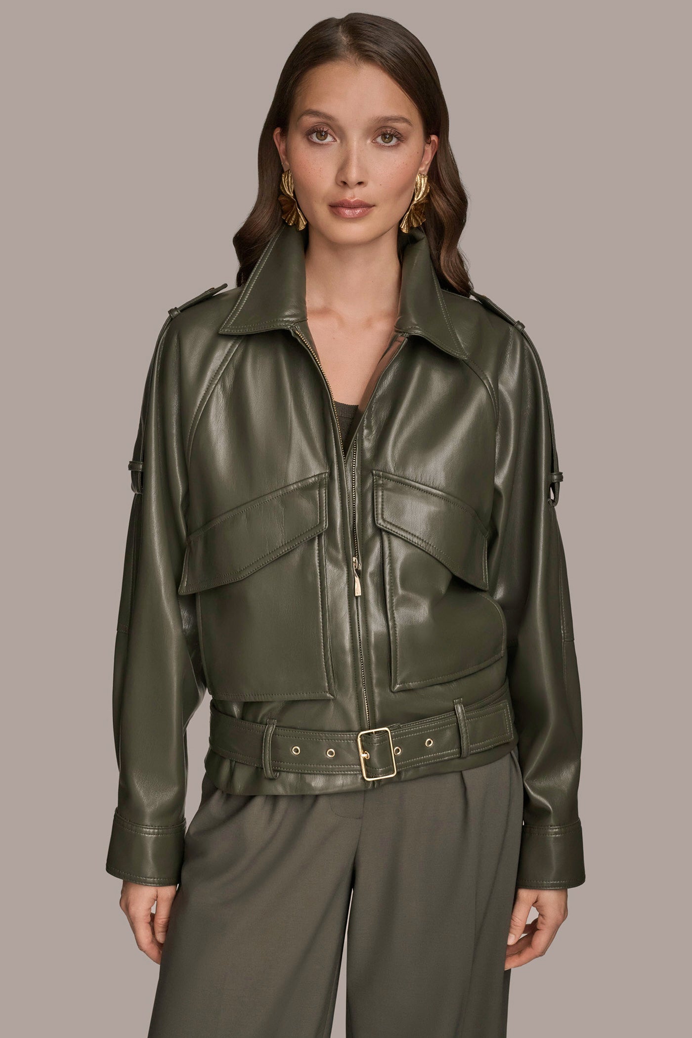 BELTED FAUX LEATHER BIKER JACKET | View 1 | Clothing BELTED FAUX LEATHER BIKER JACKET | View 1 | Clothing