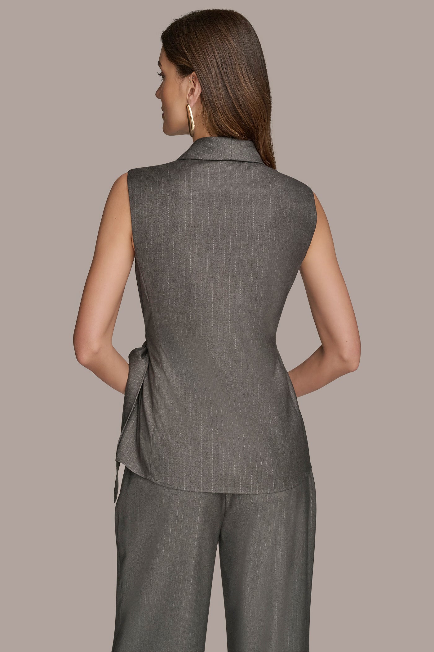 SLEEVELESS PINSTRIPE WRAP VEST | View 2 | Tops & Sweaters SLEEVELESS PINSTRIPE WRAP VEST | View 2 | Tops & Sweaters