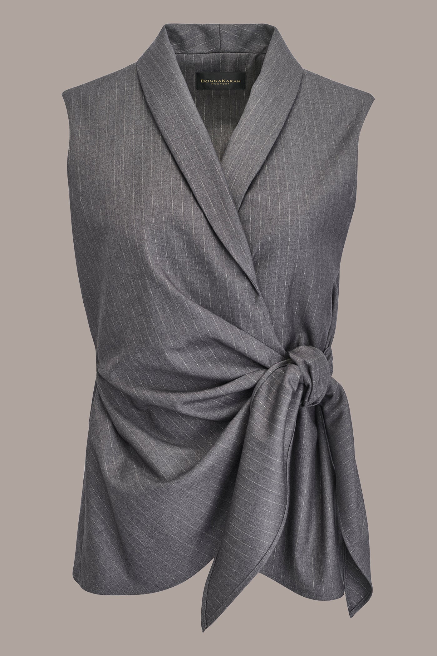 SLEEVELESS PINSTRIPE WRAP VEST VIEW 8 | Sale Tops and Sweaters SLEEVELESS PINSTRIPE WRAP VEST VIEW 8 | Sale Tops and Sweaters