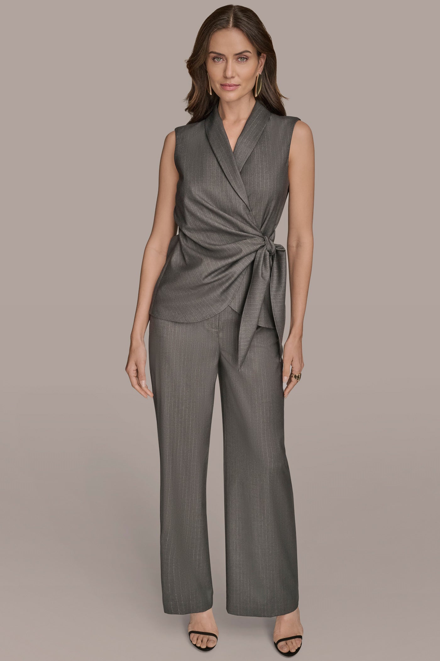 SLEEVELESS PINSTRIPE WRAP VEST VIEW 6 | Sale Tops and Sweaters SLEEVELESS PINSTRIPE WRAP VEST VIEW 6 | Sale Tops and Sweaters