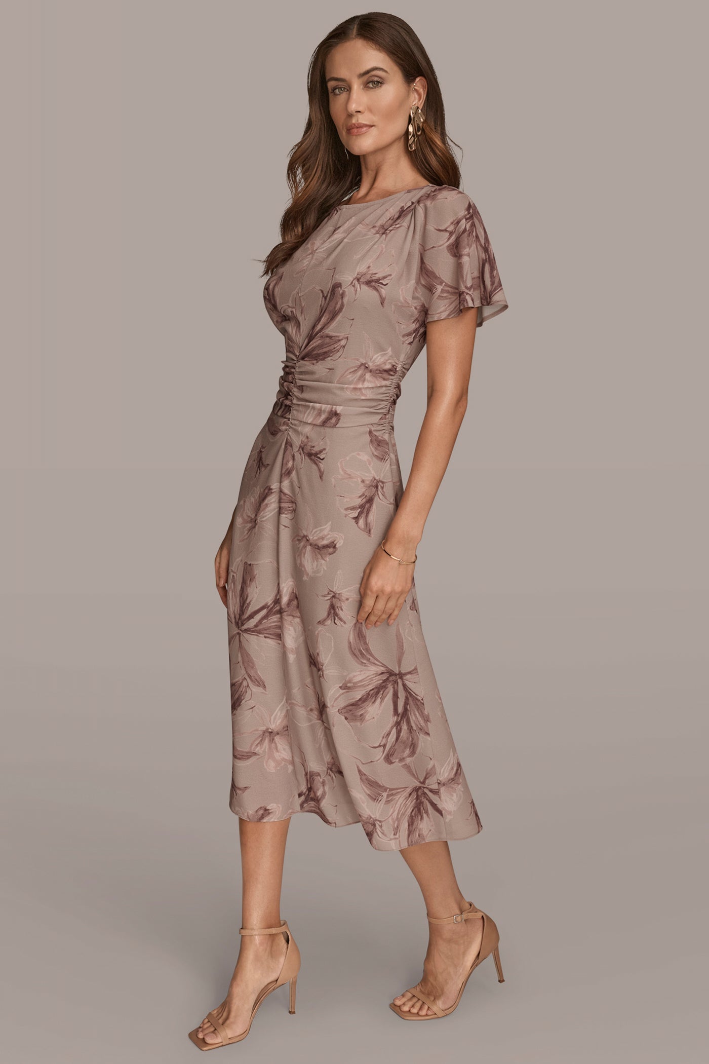 FLORAL RUCHED MIDI DRESS VIEW 3 | Dresses & Jumpsuits FLORAL RUCHED MIDI DRESS VIEW 3 | Dresses & Jumpsuits