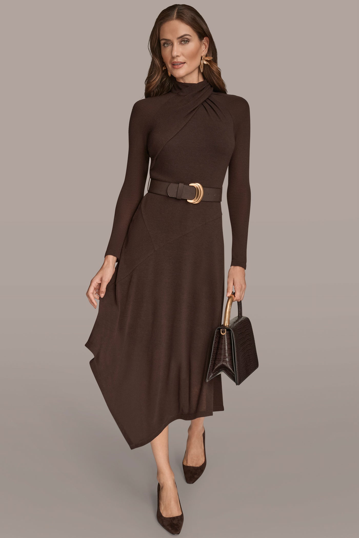 BELTED CROSSOVER MIDI SWEATER DRESS | View 1 | Dresses & Jumpsuits BELTED CROSSOVER MIDI SWEATER DRESS | View 1 | Dresses & Jumpsuits
