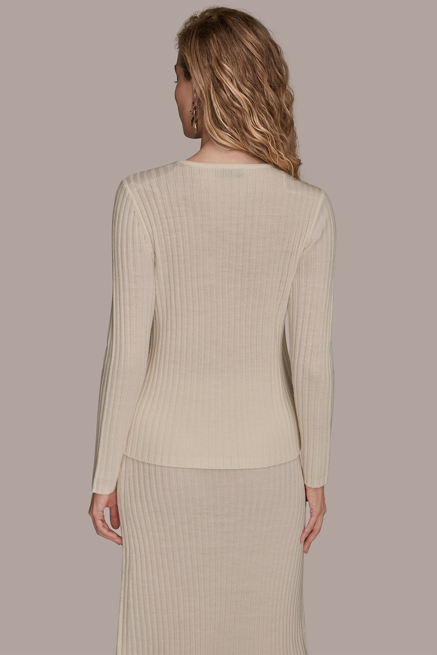 LONG-SLEEVE WRAP-EFFECT V-NECK SWEATER | View 2 | Products LONG-SLEEVE WRAP-EFFECT V-NECK SWEATER | View 2 | Products