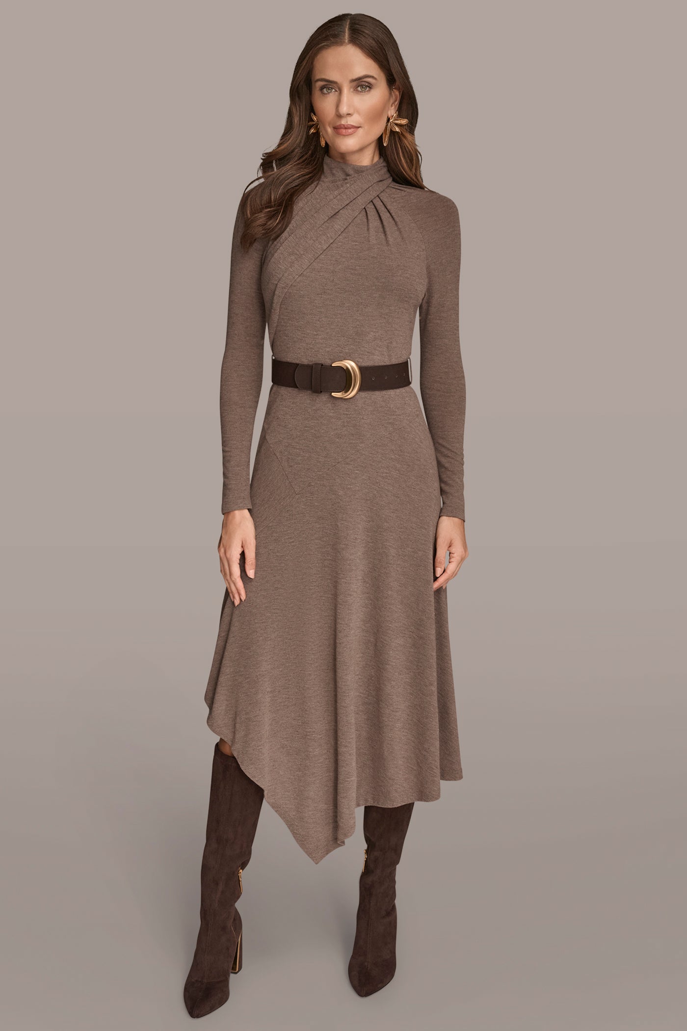BELTED CROSSOVER MIDI SWEATER DRESS | View 1 | Dresses & Jumpsuits BELTED CROSSOVER MIDI SWEATER DRESS | View 1 | Dresses & Jumpsuits