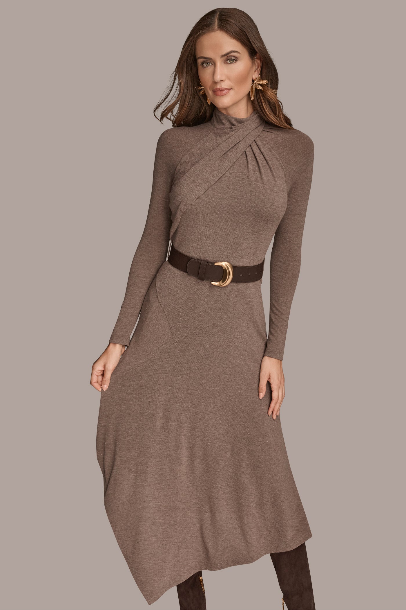BELTED CROSSOVER MIDI SWEATER DRESS VIEW 4 | Clothing BELTED CROSSOVER MIDI SWEATER DRESS VIEW 4 | Clothing