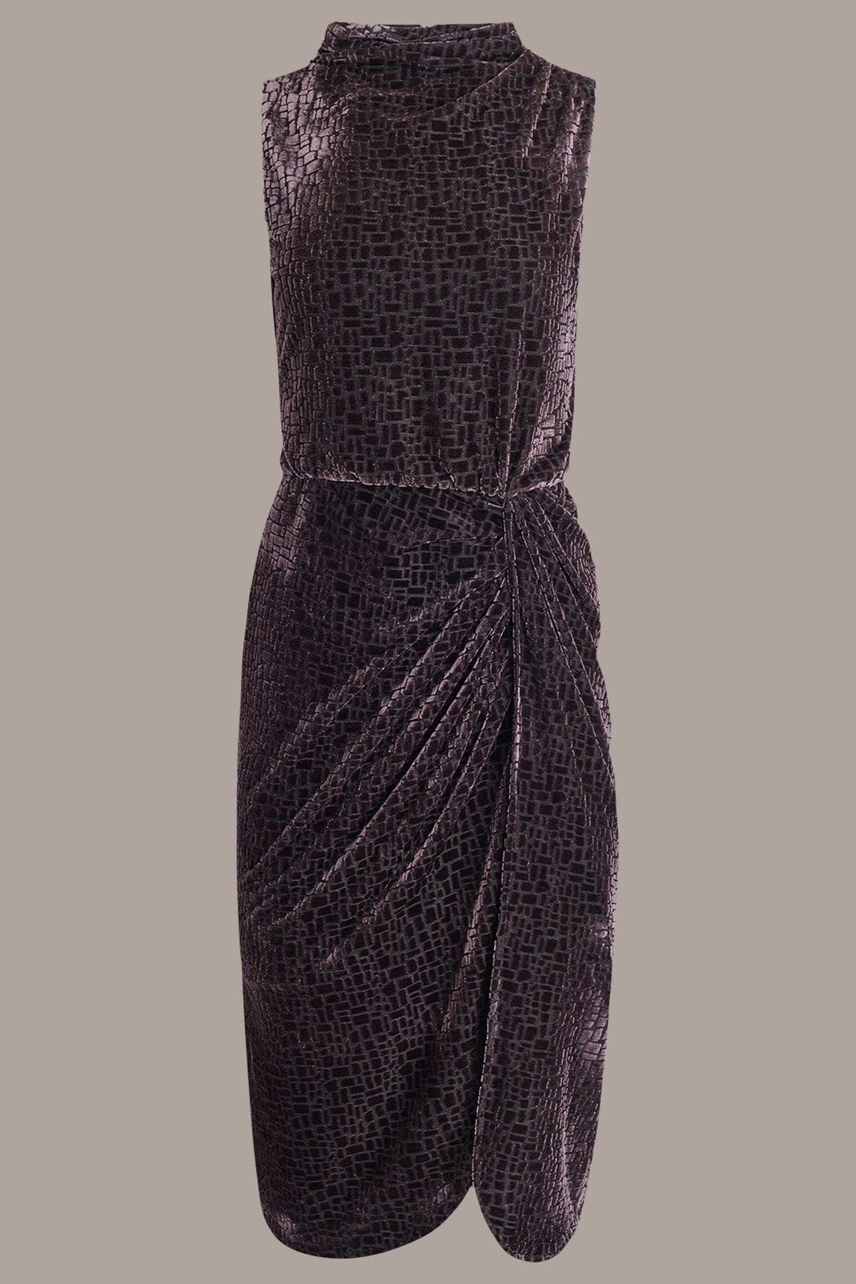 sleeveless velvet burnout midi dress Sleeveless Velvet Burnout Twist Dress