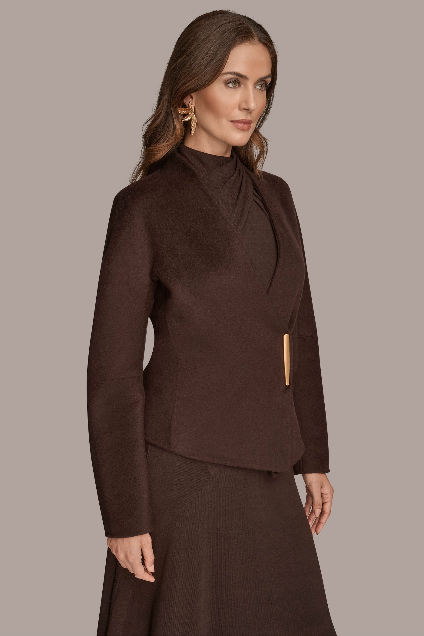COLLARLESS EMBELLISHED WRAP JACKET VIEW 3 | Coats & Jackets COLLARLESS EMBELLISHED WRAP JACKET VIEW 3 | Coats & Jackets