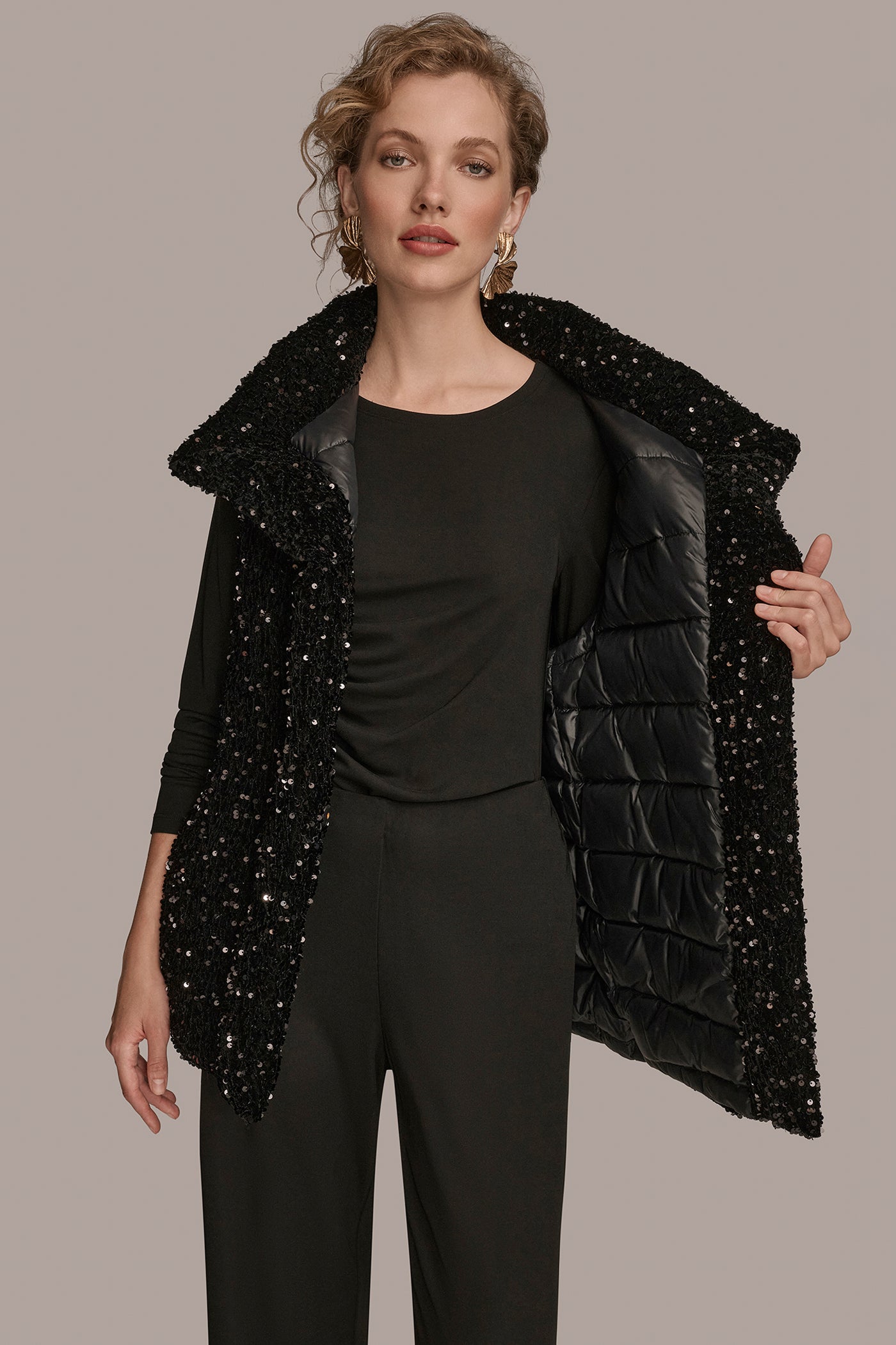 WIDE COLLAR VEST WITH SEQUINS VIEW 4 | Blazers & Vests WIDE COLLAR VEST WITH SEQUINS VIEW 4 | Blazers & Vests