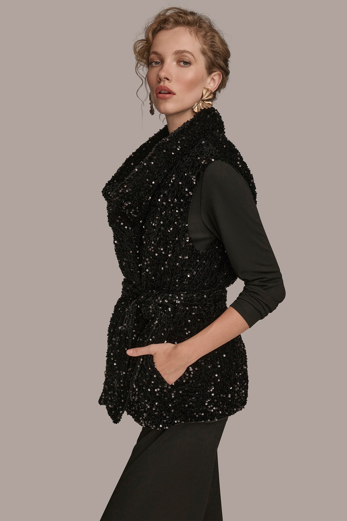 WIDE COLLAR VEST WITH SEQUINS VIEW 3 | Blazers & Vests WIDE COLLAR VEST WITH SEQUINS VIEW 3 | Blazers & Vests