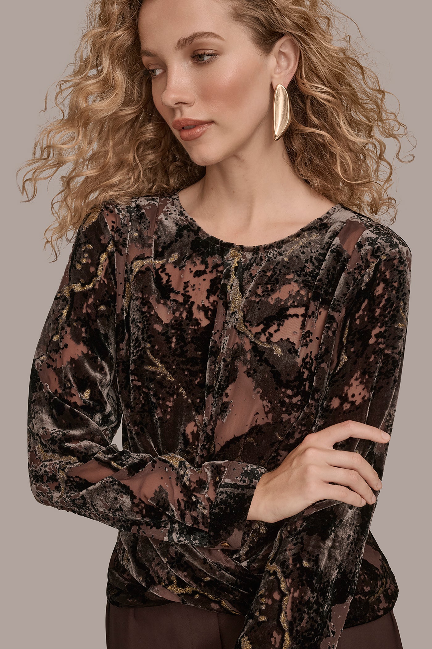 DRAPED BURNOUT VELVET BLOUSE VIEW 5 | Clothing DRAPED BURNOUT VELVET BLOUSE VIEW 5 | Clothing