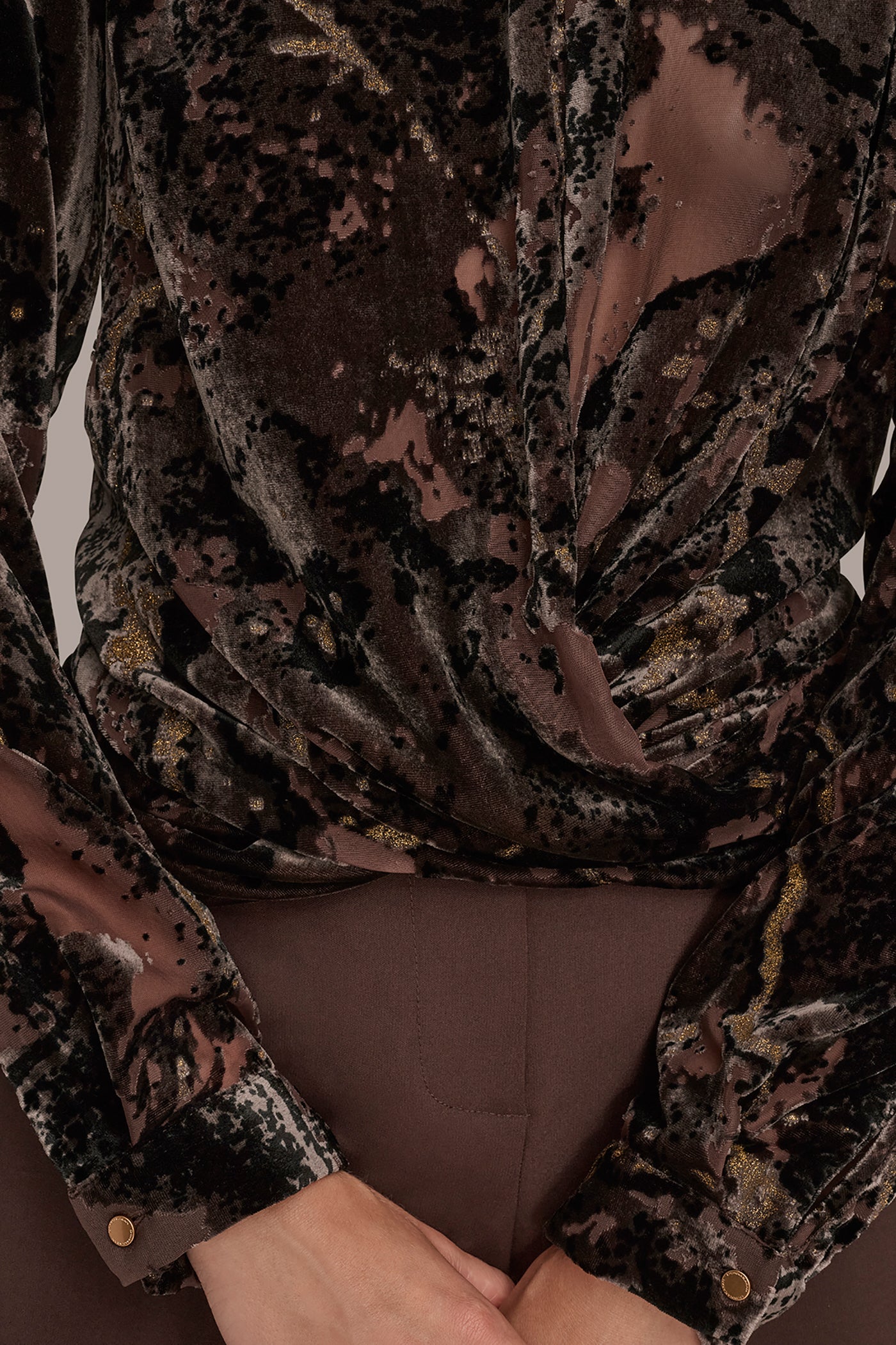 DRAPED BURNOUT VELVET BLOUSE VIEW 7 | Clothing DRAPED BURNOUT VELVET BLOUSE VIEW 7 | Clothing