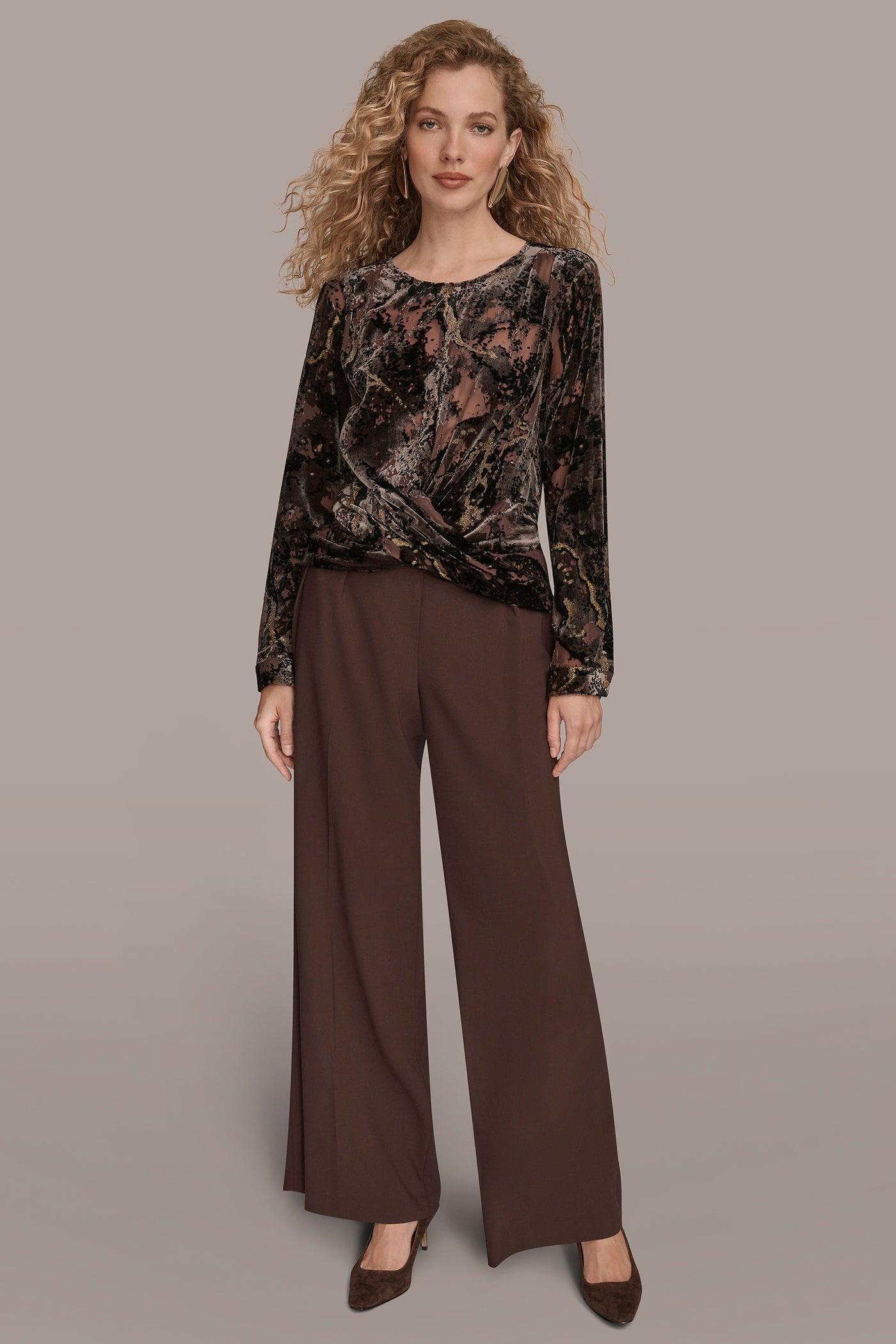 DRAPED BURNOUT VELVET BLOUSE VIEW 4 | Clothing DRAPED BURNOUT VELVET BLOUSE VIEW 4 | Clothing