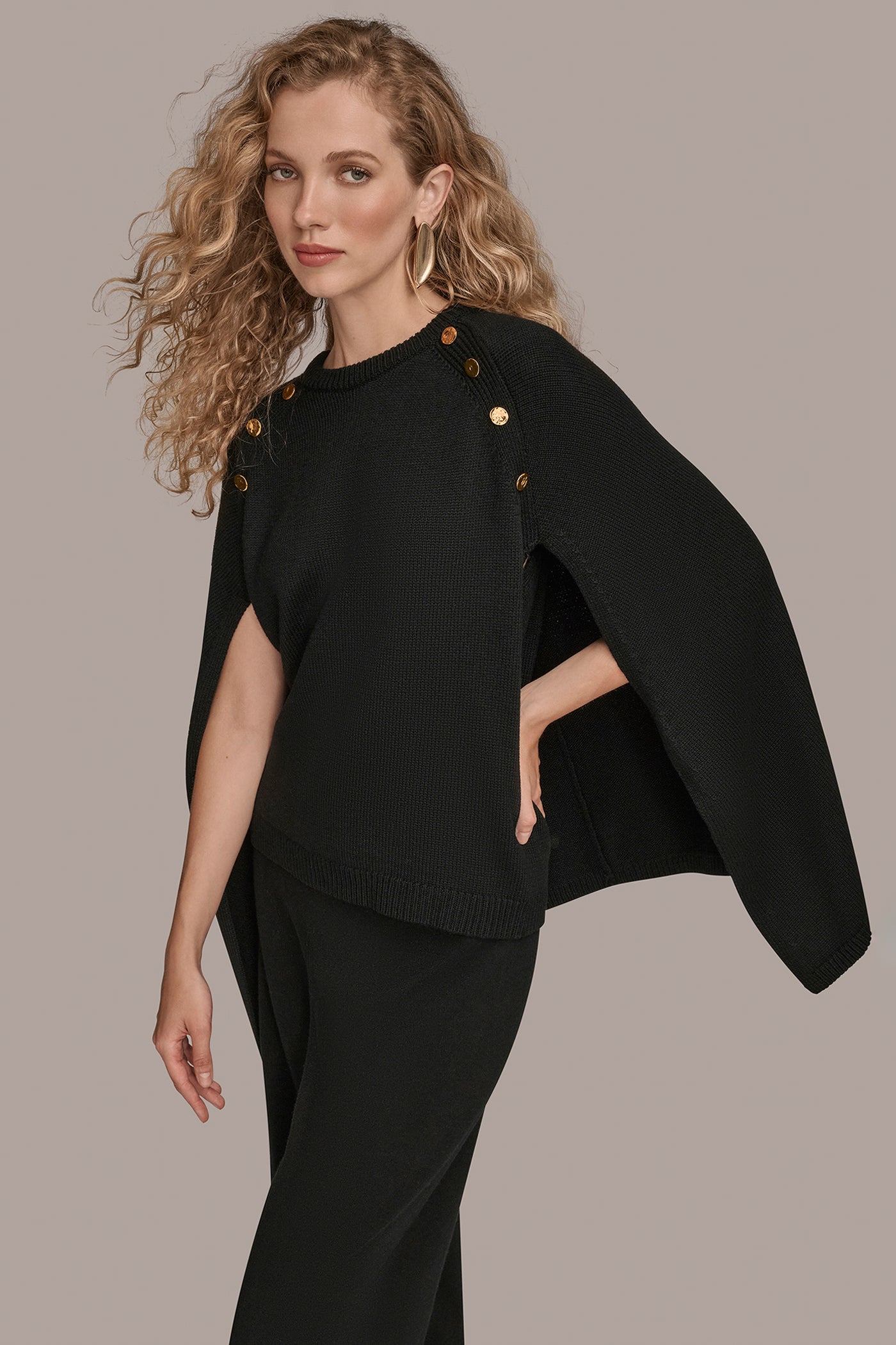 CREW NECK WITH CAPE SHOULDER VIEW 3 | All Products CREW NECK WITH CAPE SHOULDER VIEW 3 | All Products