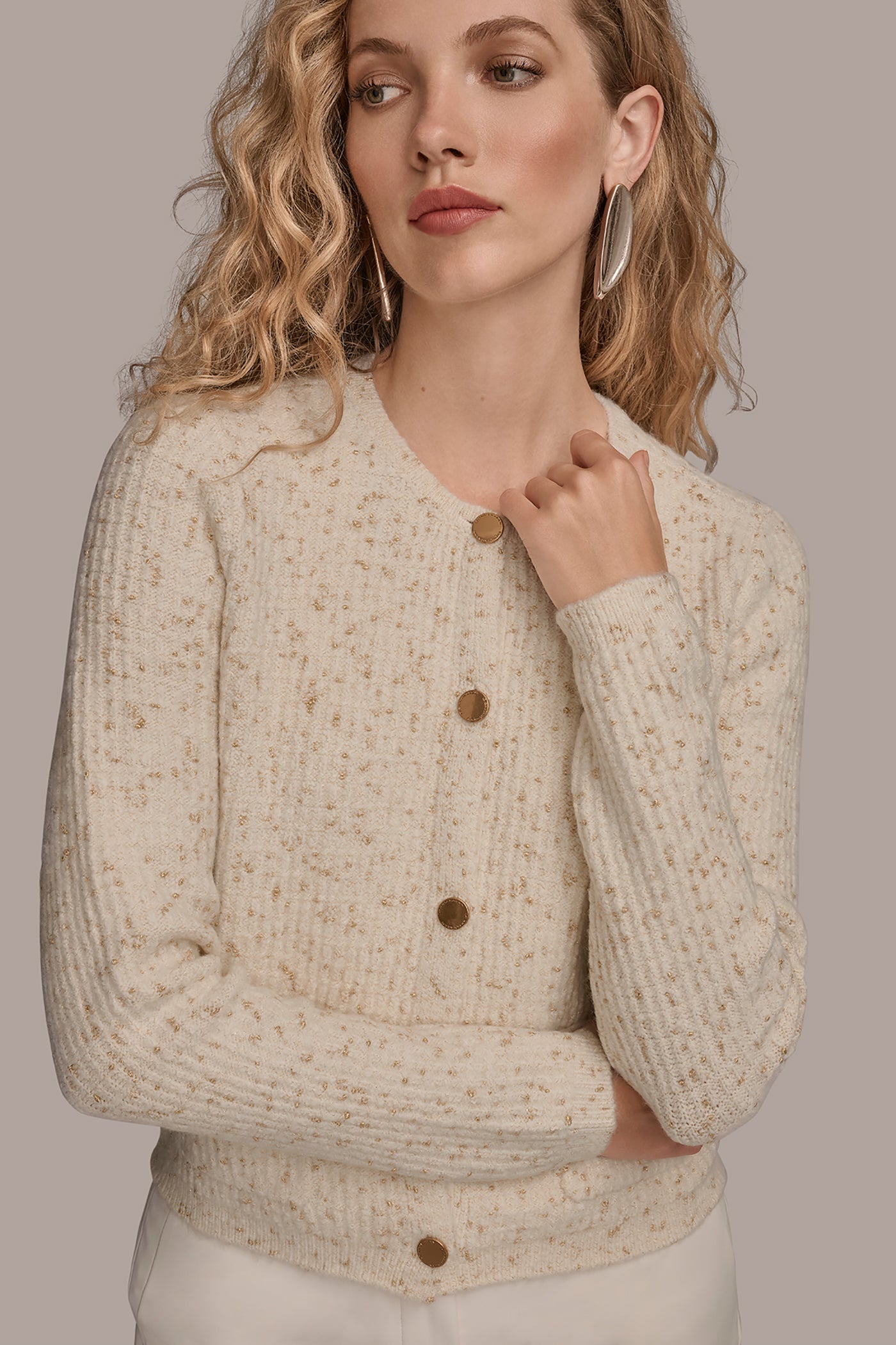 METALLIC SPECKLED CARDIGAN VIEW 4 METALLIC SPECKLED CARDIGAN VIEW 4