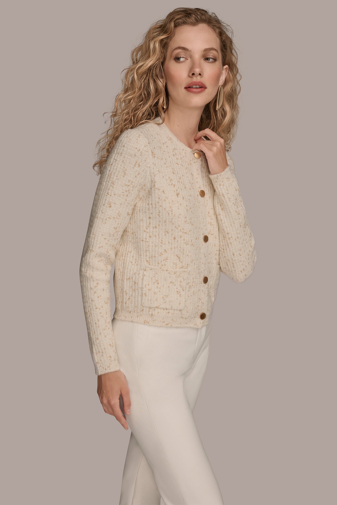 METALLIC SPECKLED CARDIGAN VIEW 3 METALLIC SPECKLED CARDIGAN VIEW 3