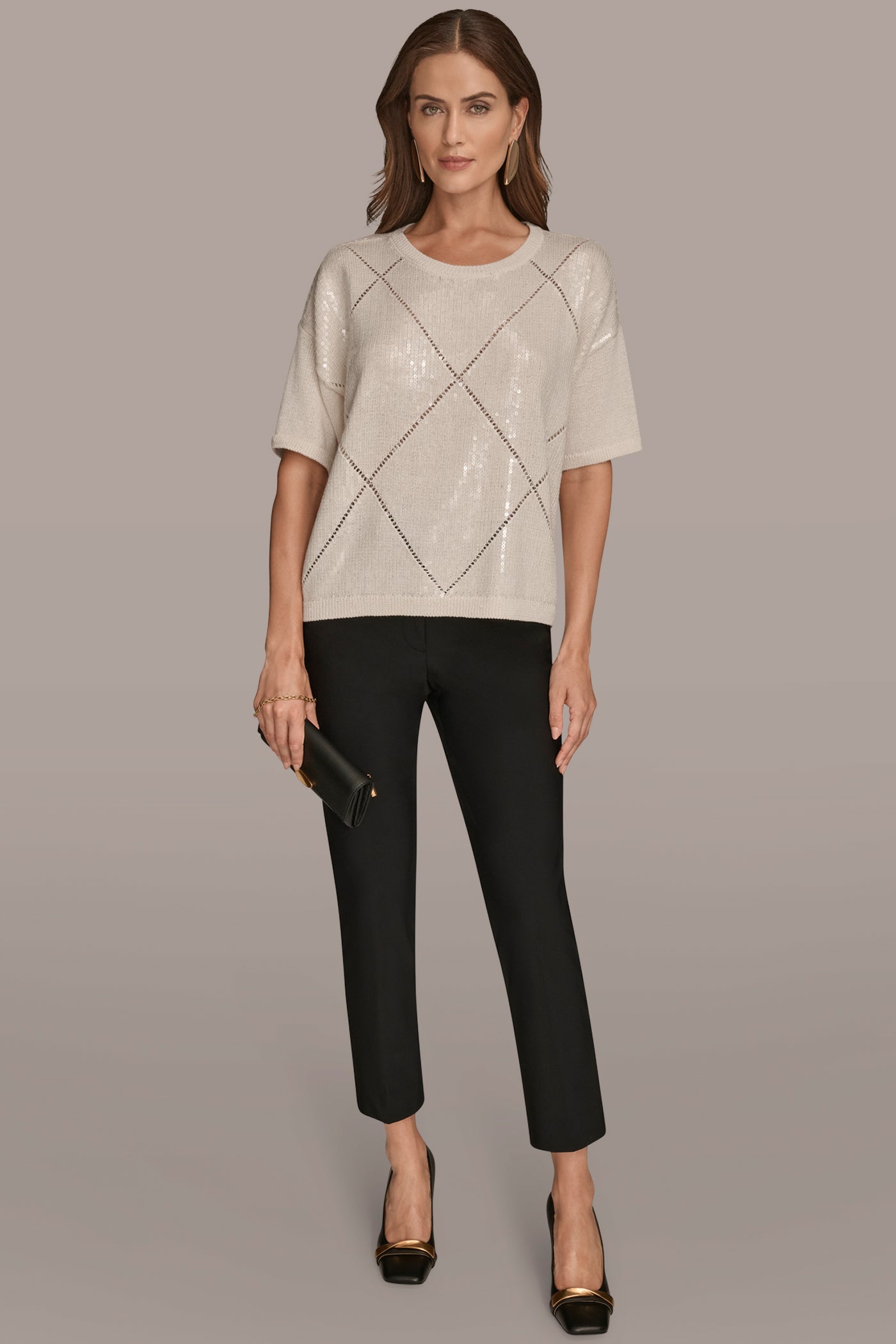 SEQUIN-PANELED DIAMOND STITCH SWEATER VIEW 4 | Included in discounts SEQUIN-PANELED DIAMOND STITCH SWEATER VIEW 4 | Included in discounts