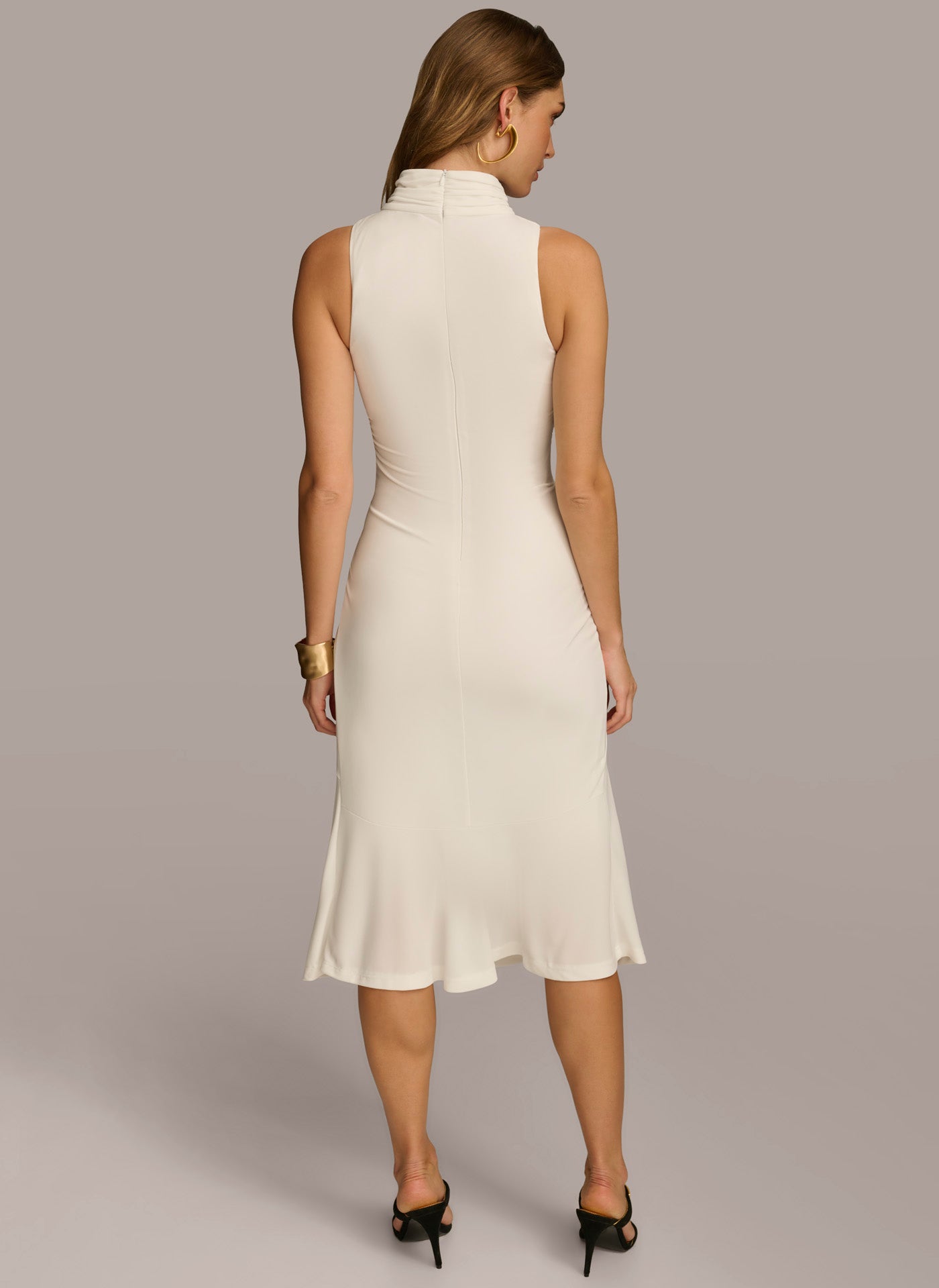 MOCK NECK WRAP DRESS