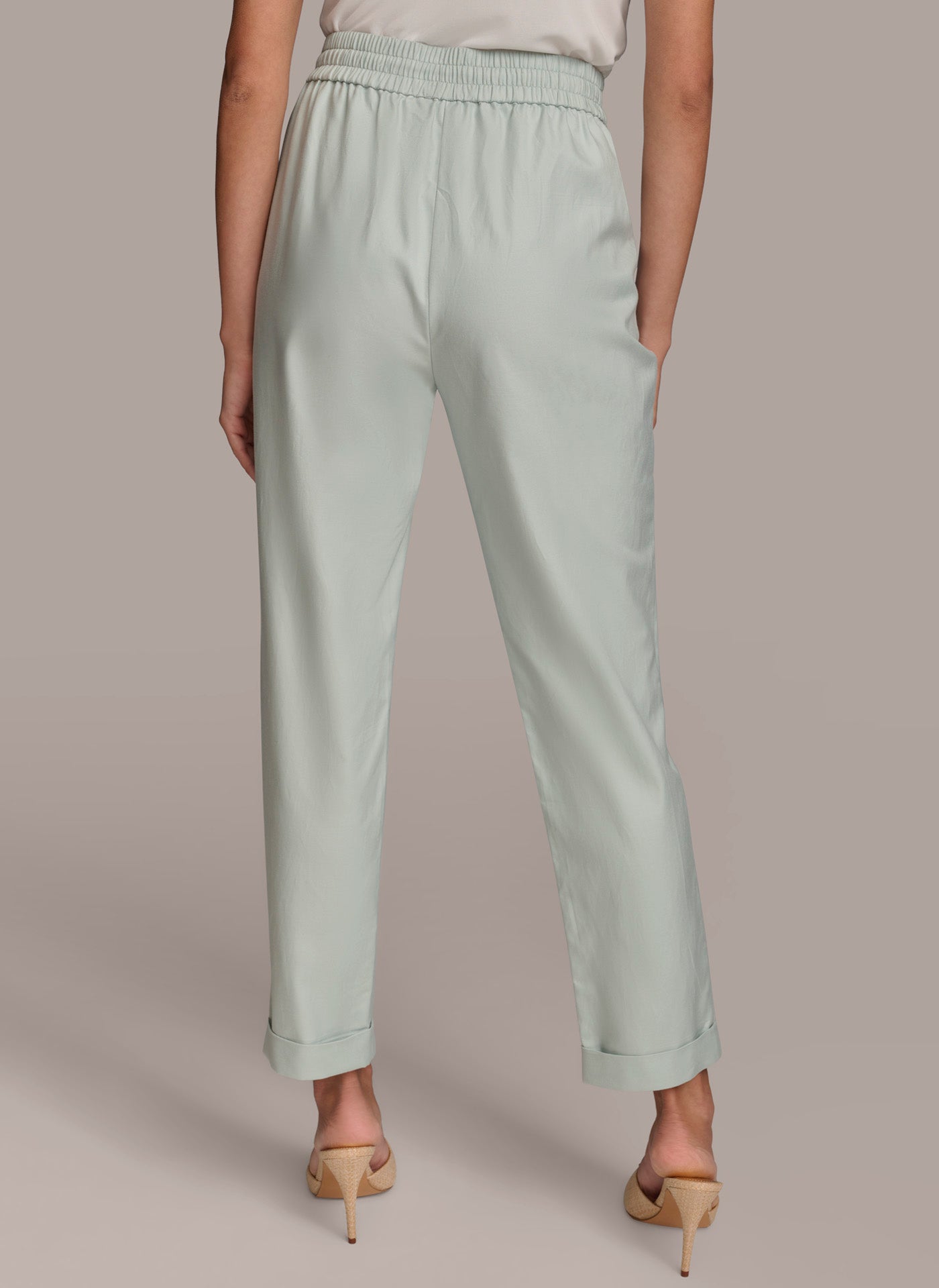 SLIM TIE WAIST CUFF PANT | View 2 | Dark Color SLIM TIE WAIST CUFF PANT | View 2 | Dark Color