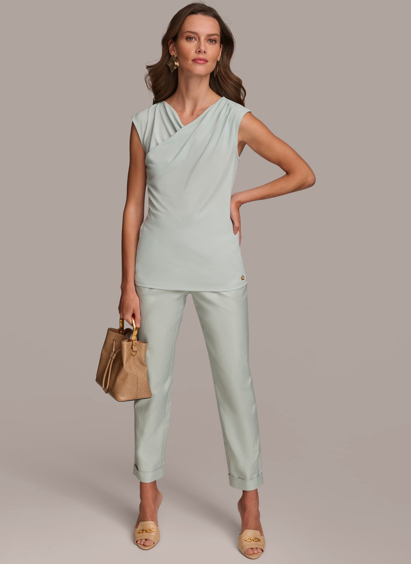 ASYMMETRICAL DRAPE SHOULDER TOP VIEW 4 | Dark Color ASYMMETRICAL DRAPE SHOULDER TOP VIEW 4 | Dark Color