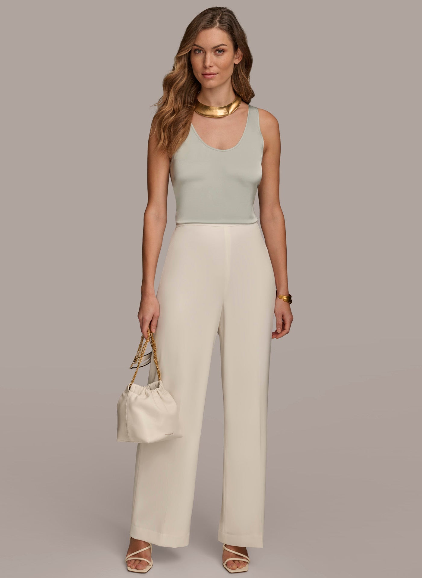 FLAT FRONT WIDE LEG PANT