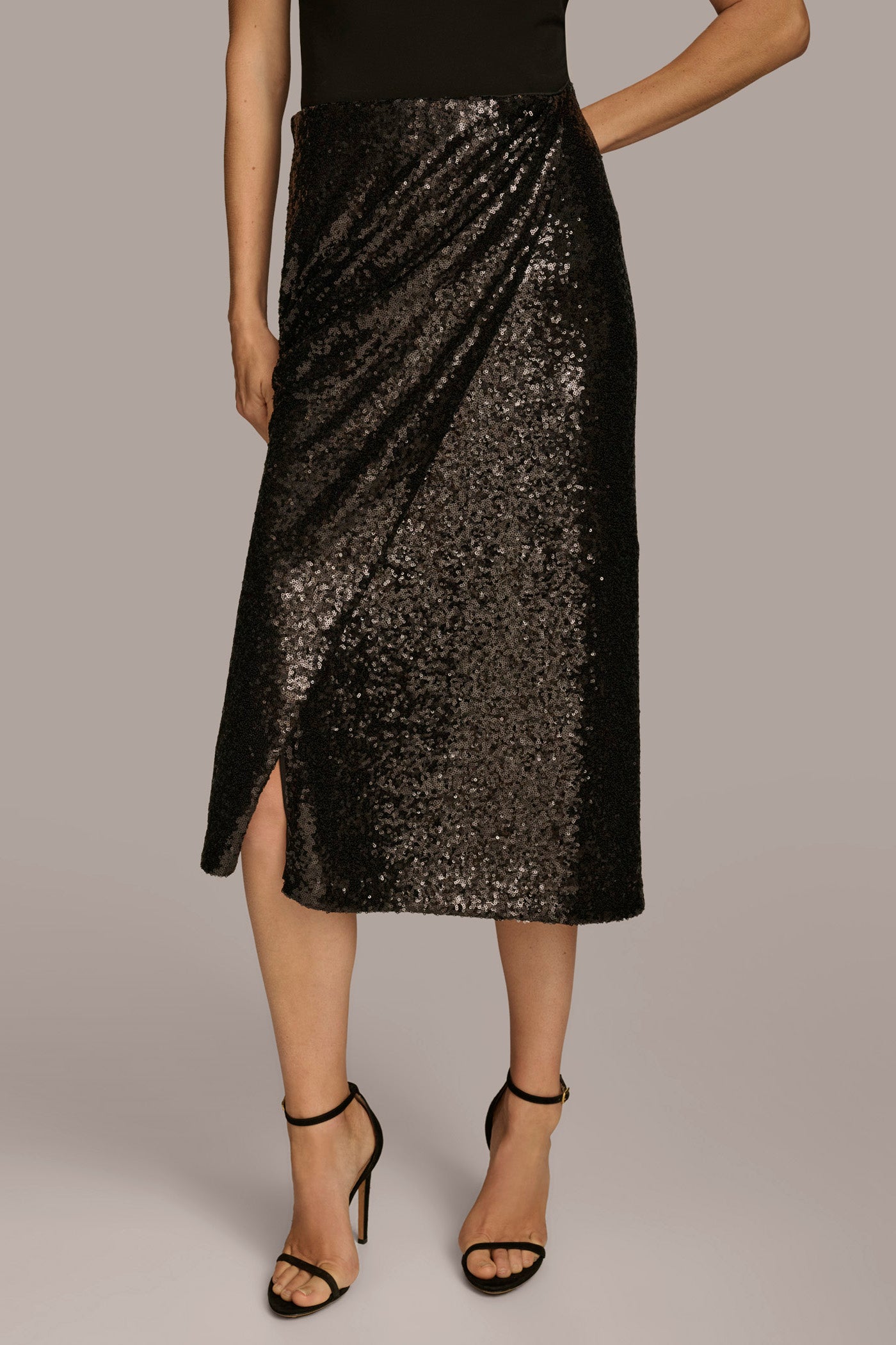 FAUX WRAP SEQUIN SKIRT VIEW 1 FAUX WRAP SEQUIN SKIRT VIEW 1