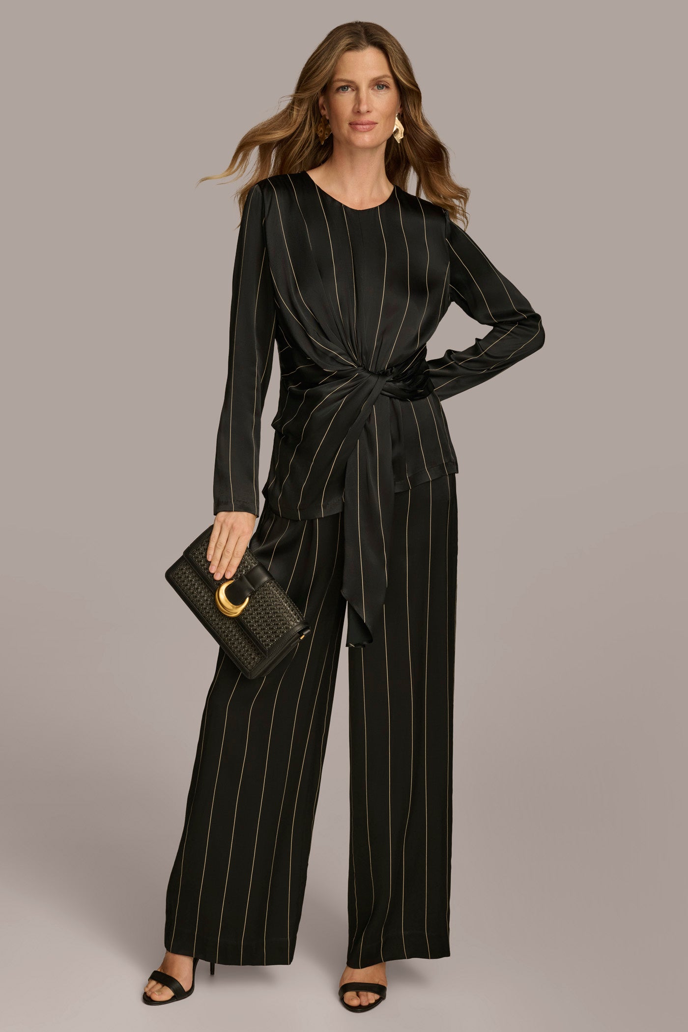 PINSTRIPE TIE WAIST TOP VIEW 4 PINSTRIPE TIE WAIST TOP VIEW 4
