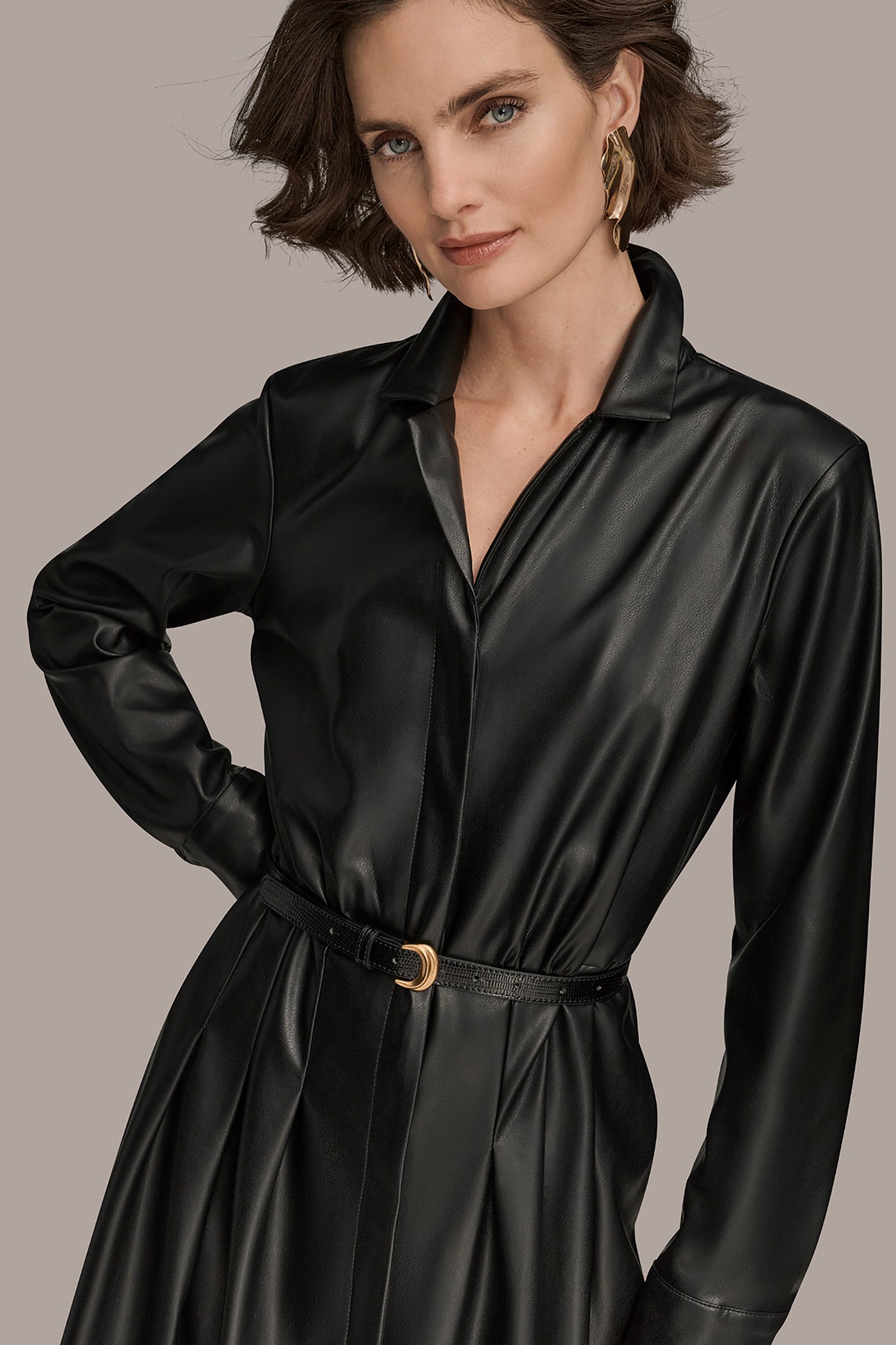 FAUX LEATHER MIDI SHIRT DRESS VIEW 9 | Clothing FAUX LEATHER MIDI SHIRT DRESS VIEW 9 | Clothing