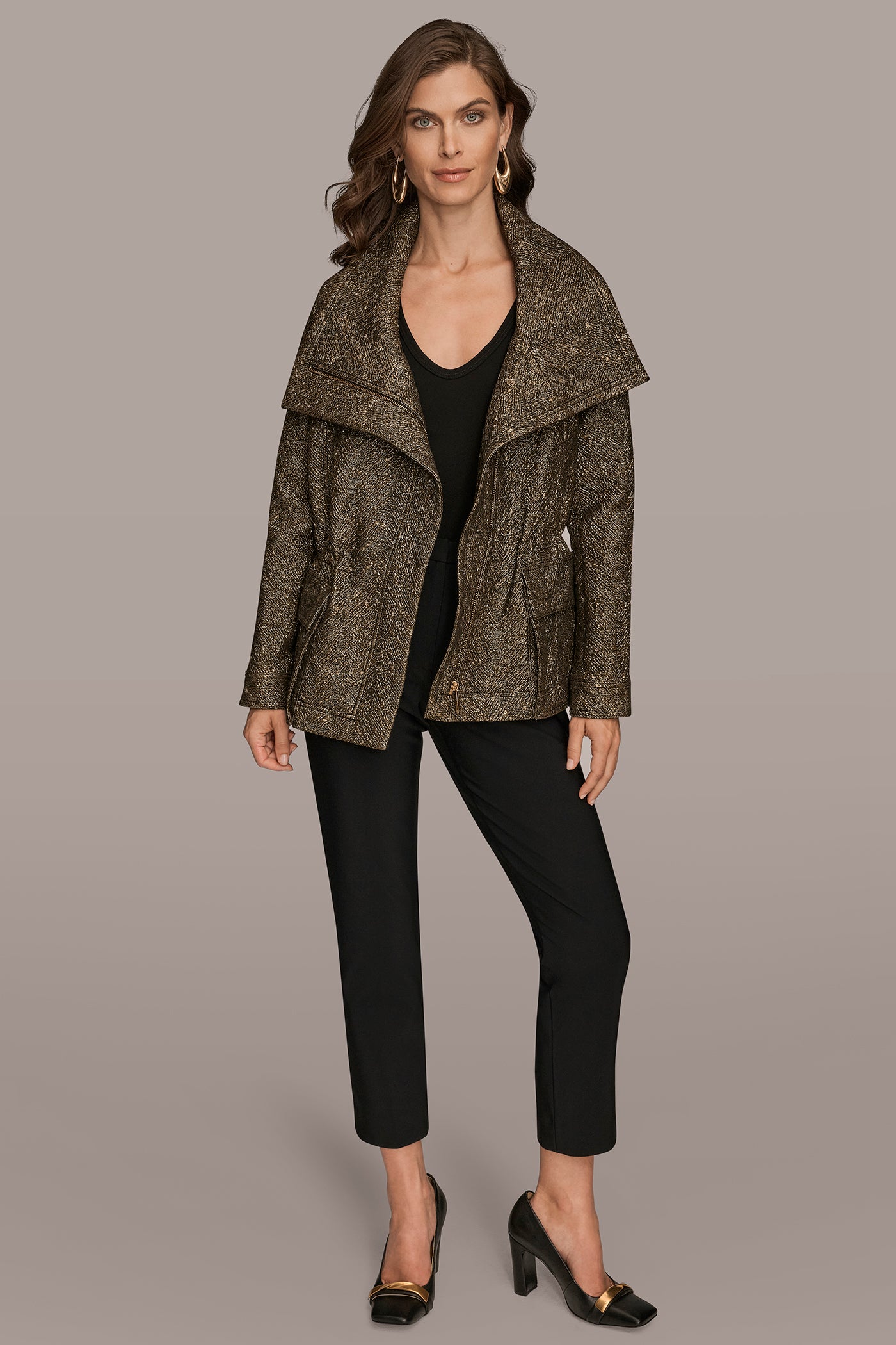 METALLIC HERRINGBONE JACQUARD JACKET VIEW 8 | Blazers & Vests METALLIC HERRINGBONE JACQUARD JACKET VIEW 8 | Blazers & Vests
