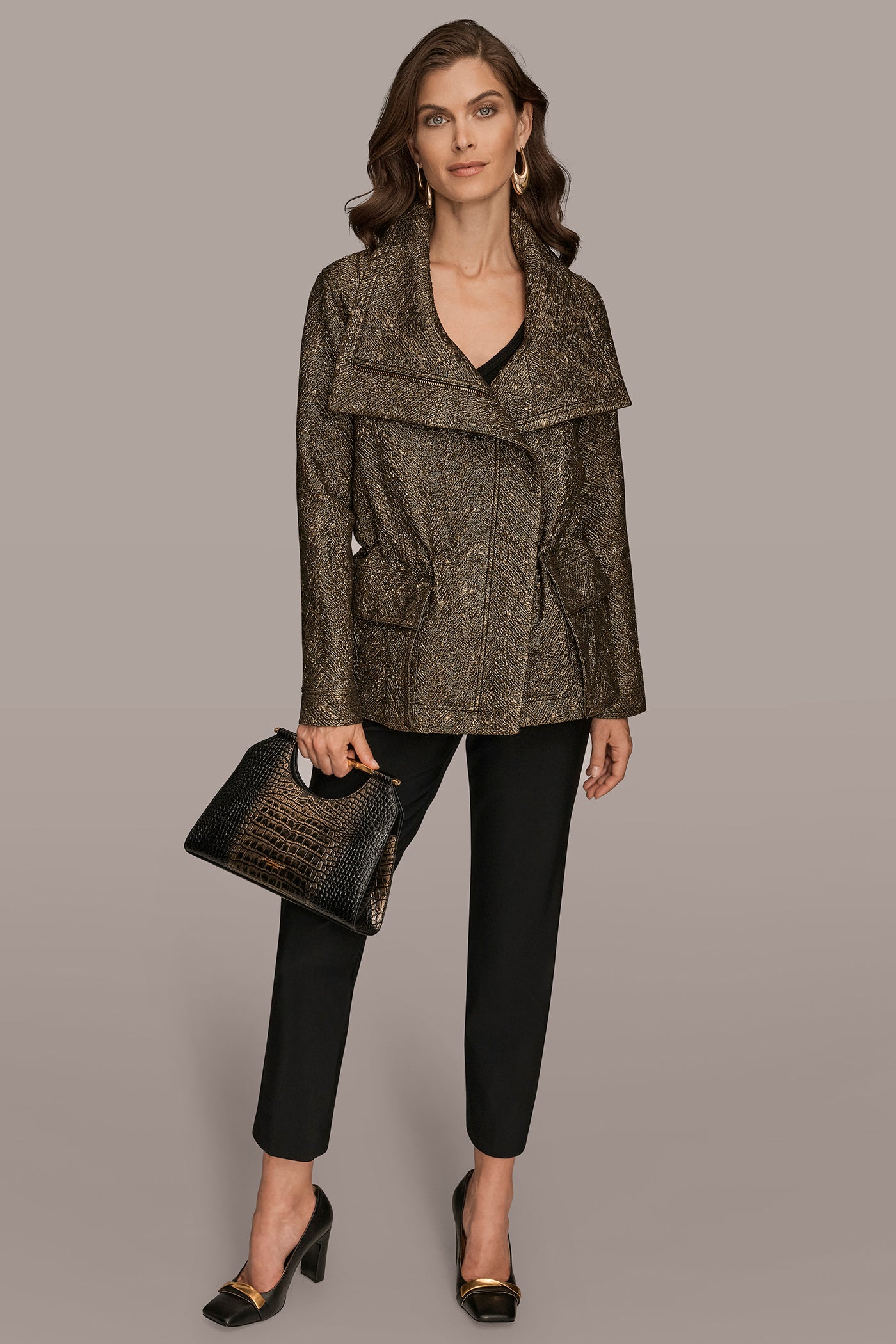 METALLIC HERRINGBONE JACQUARD JACKET VIEW 7 | Blazers & Vests METALLIC HERRINGBONE JACQUARD JACKET VIEW 7 | Blazers & Vests