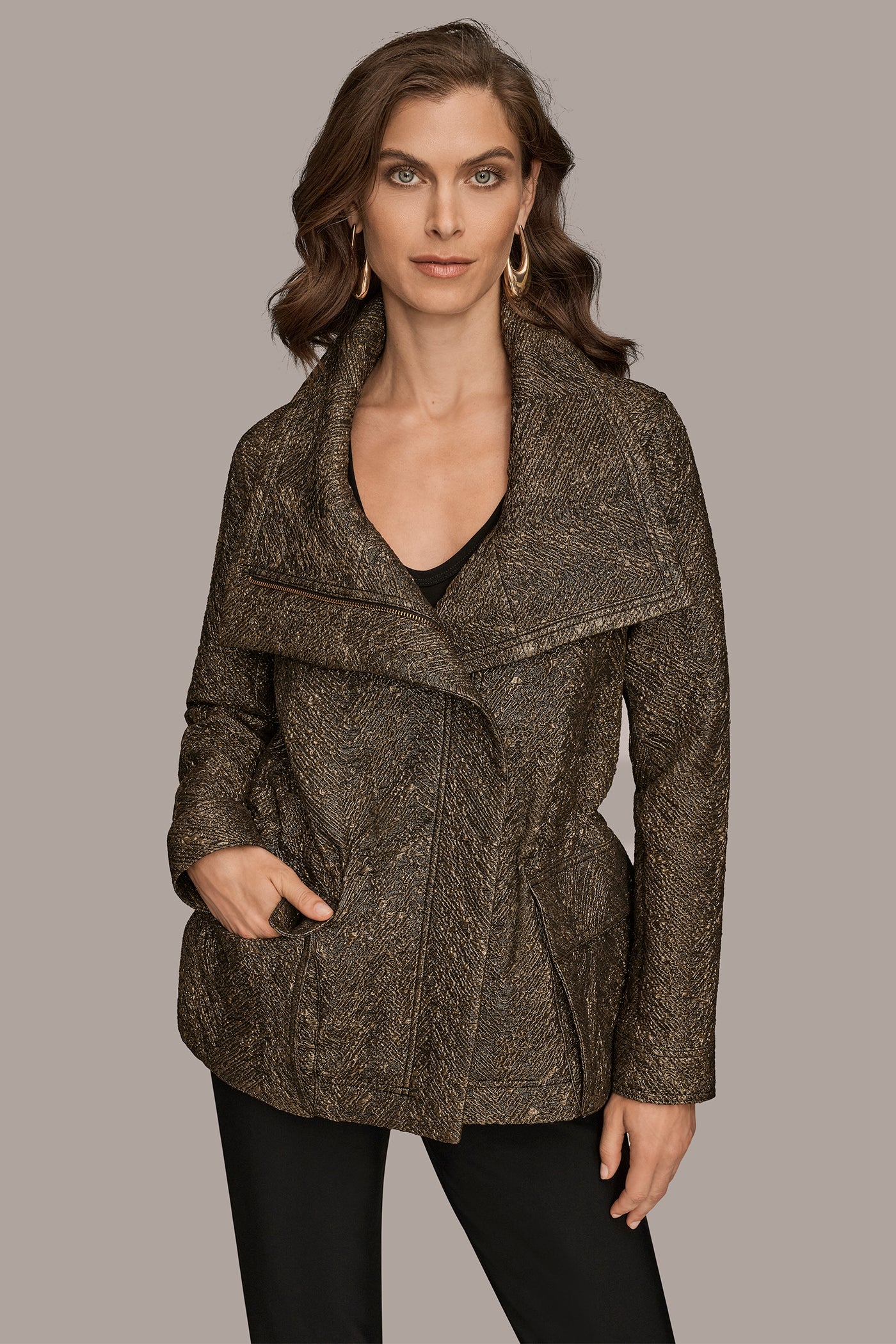 METALLIC HERRINGBONE JACQUARD JACKET VIEW 6 | Blazers & Vests METALLIC HERRINGBONE JACQUARD JACKET VIEW 6 | Blazers & Vests