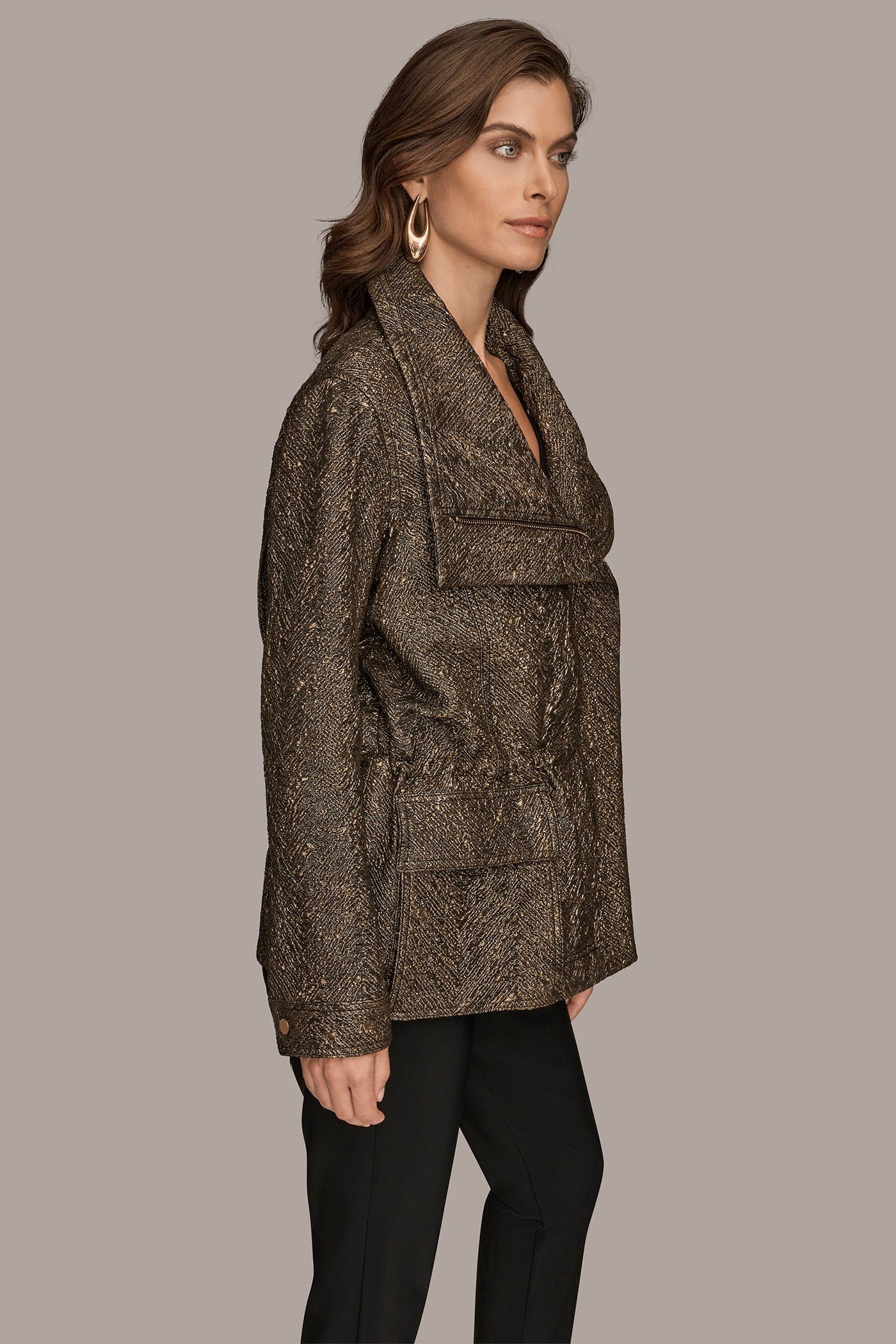 METALLIC HERRINGBONE JACQUARD JACKET VIEW 10 | Blazers & Vests METALLIC HERRINGBONE JACQUARD JACKET VIEW 10 | Blazers & Vests