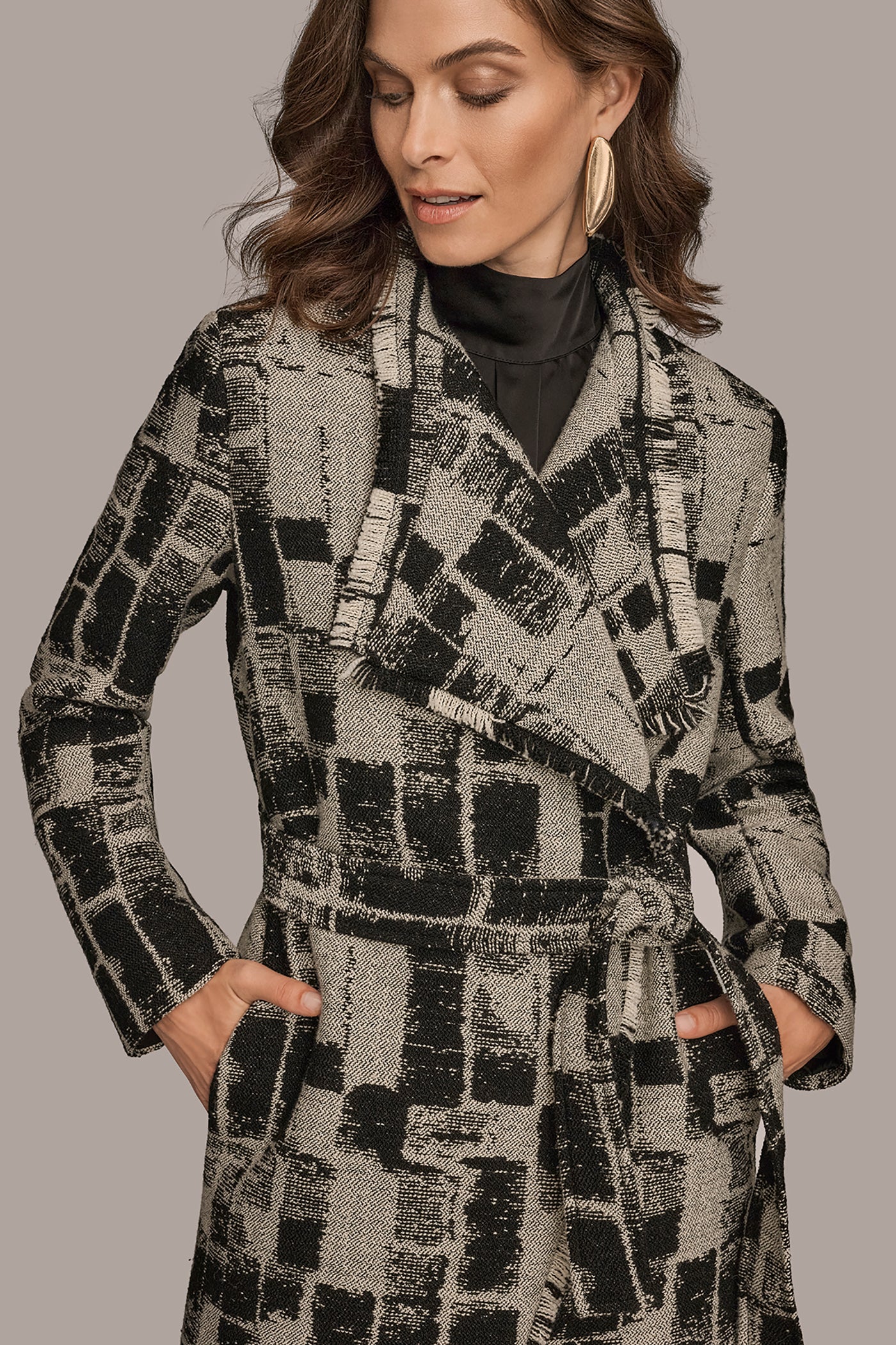 FRAYED GEOMETRIC-JACQUARD COAT VIEW 4 | Coats & Jackets FRAYED GEOMETRIC-JACQUARD COAT VIEW 4 | Coats & Jackets