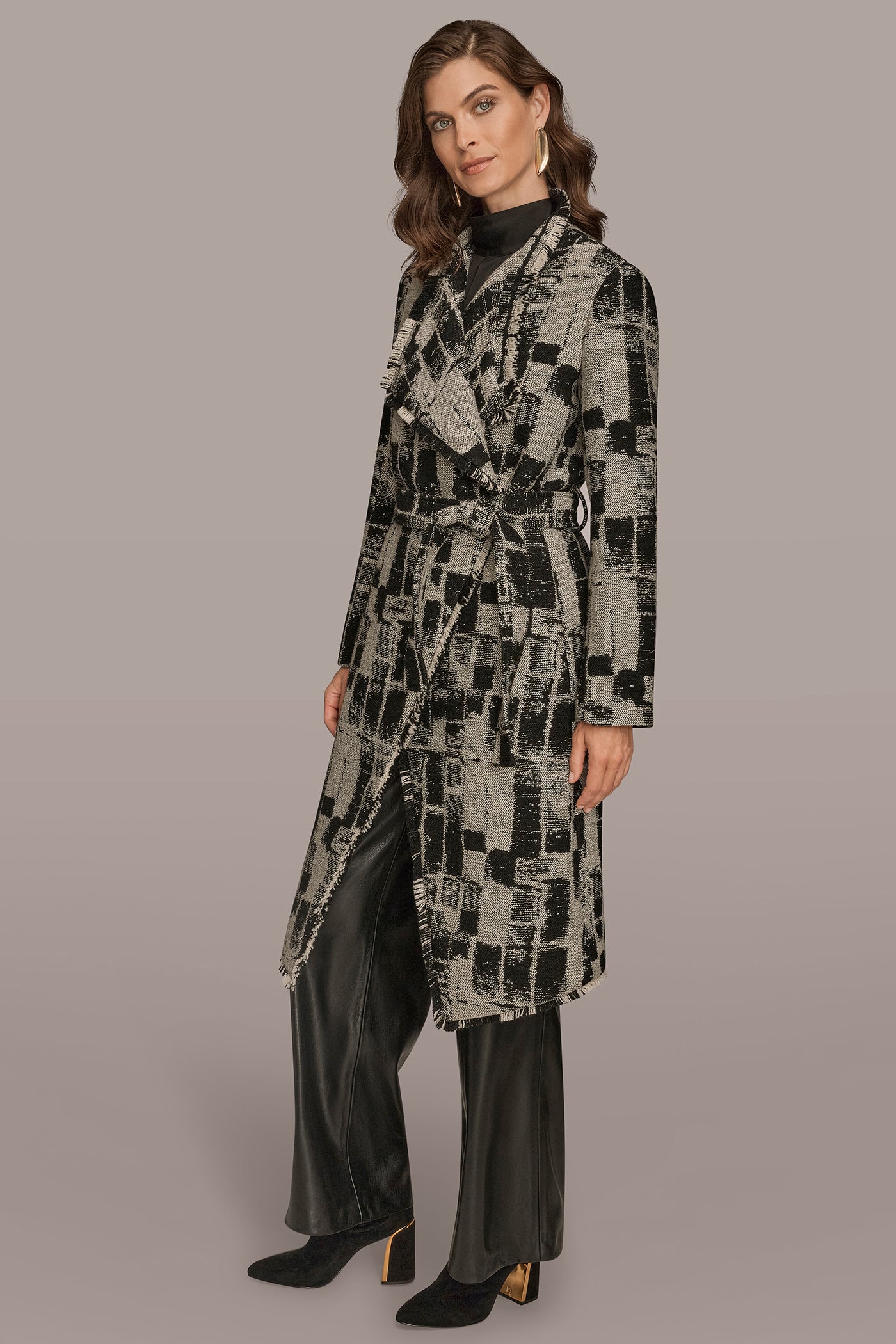 FRAYED GEOMETRIC-JACQUARD COAT VIEW 3 | Coats & Jackets FRAYED GEOMETRIC-JACQUARD COAT VIEW 3 | Coats & Jackets