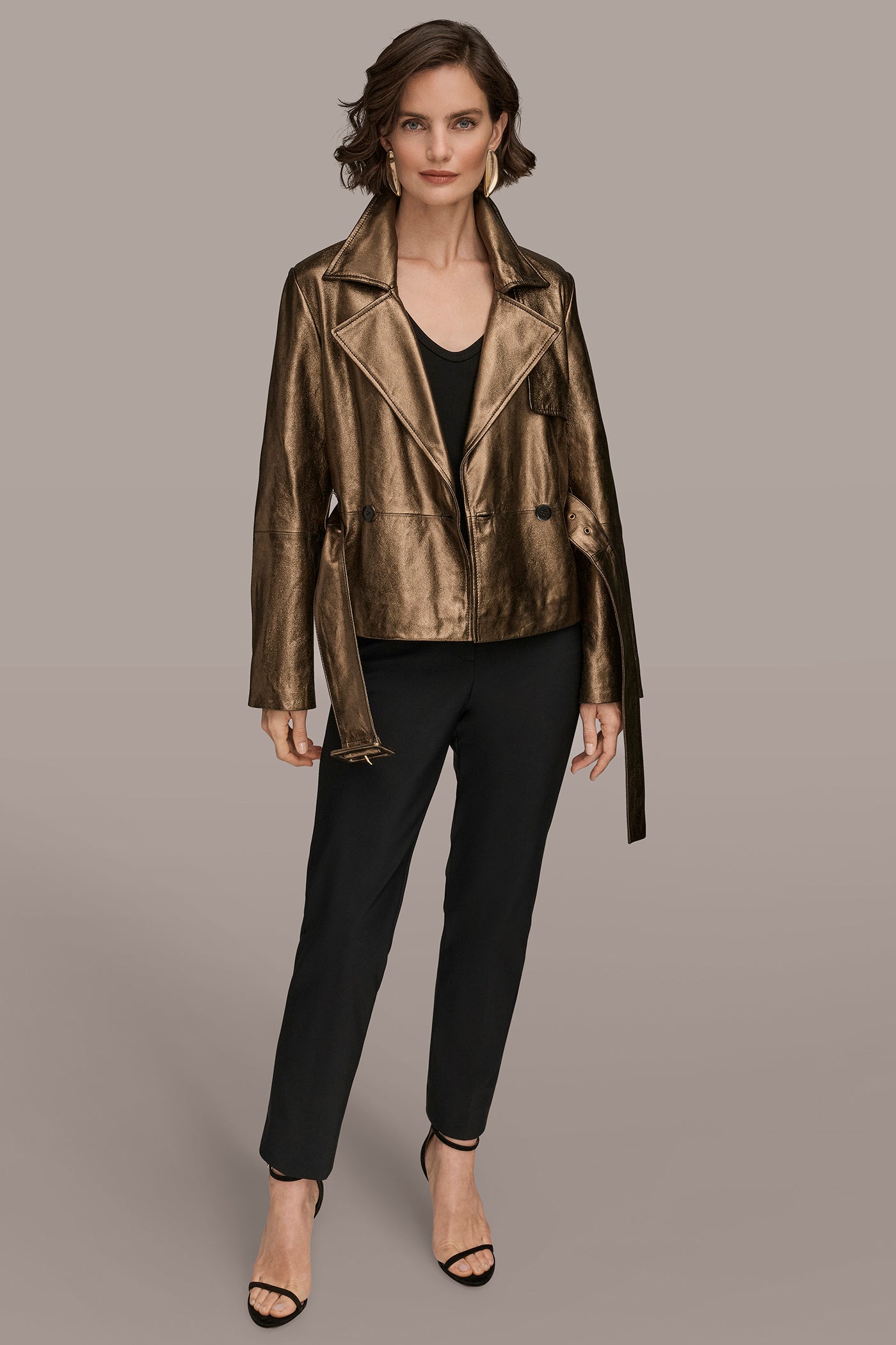 Distressed Metallic Jacket with Belt VIEW 9 | Fall Collection Distressed Metallic Jacket with Belt VIEW 9 | Fall Collection