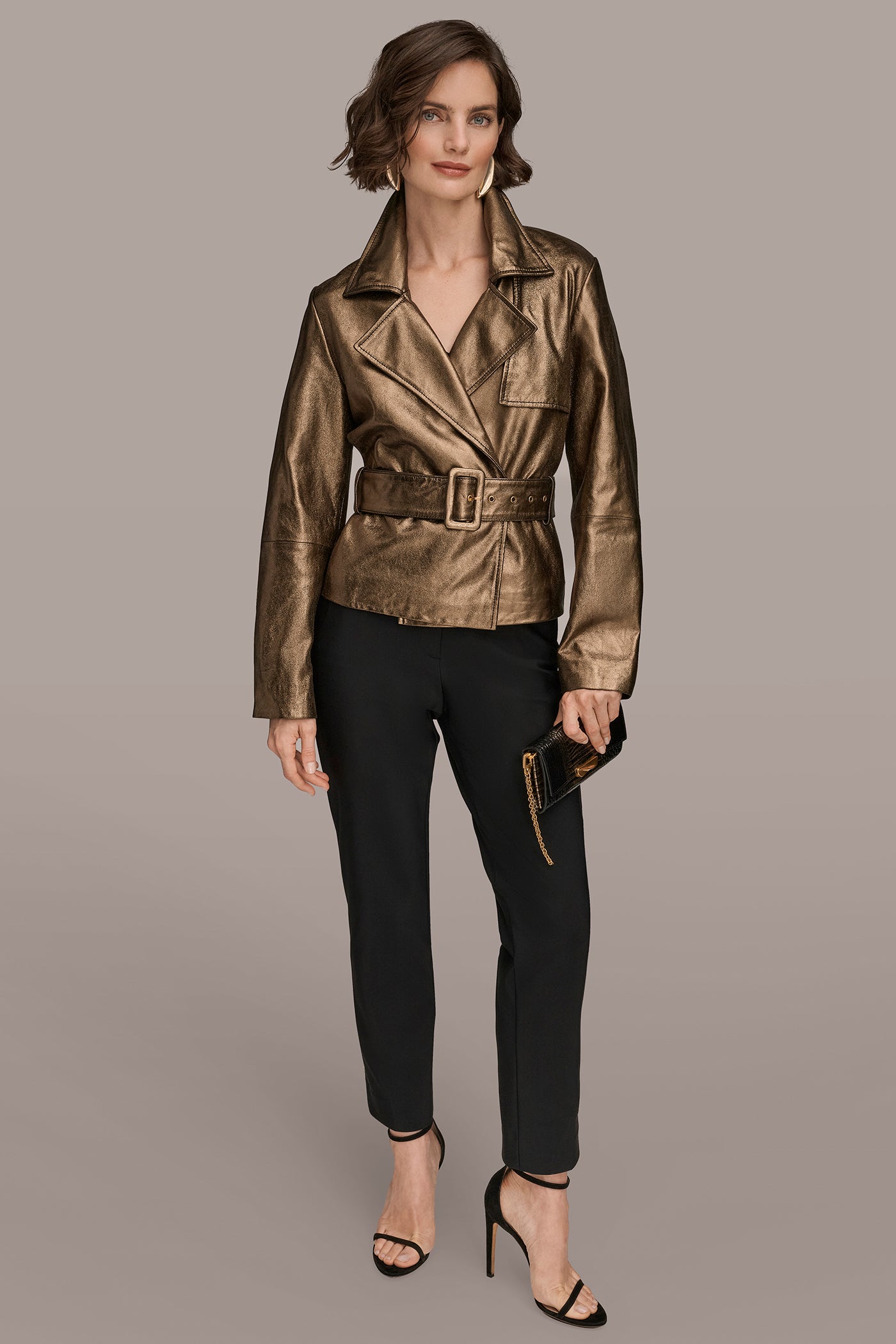 Distressed Metallic Jacket with Belt VIEW 8 | Fall Collection Distressed Metallic Jacket with Belt VIEW 8 | Fall Collection