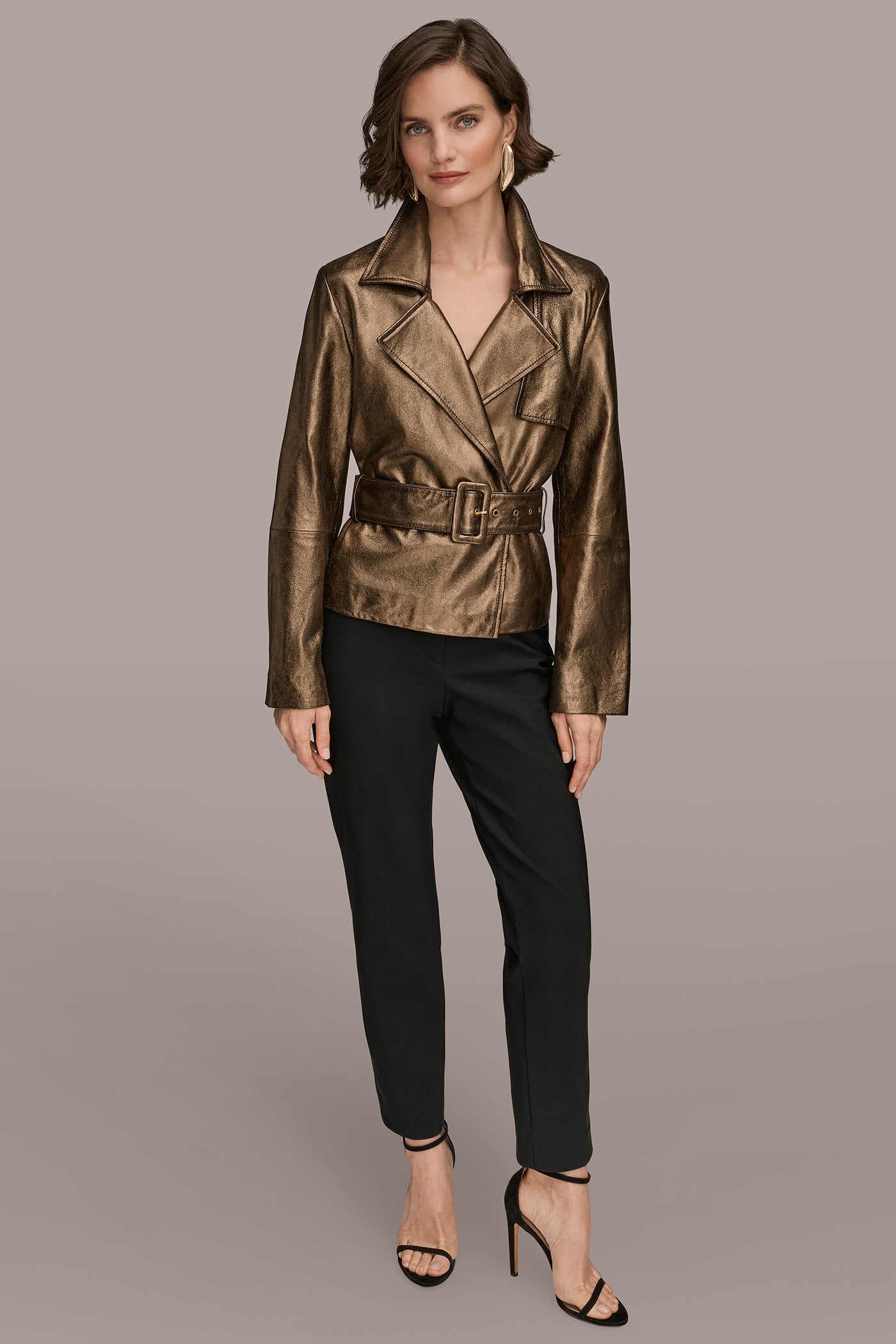 Distressed Metallic Jacket with Belt VIEW 7 | Fall Collection Distressed Metallic Jacket with Belt VIEW 7 | Fall Collection