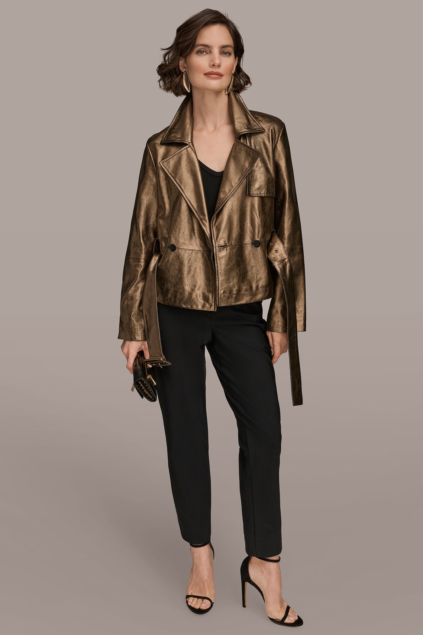 Distressed Metallic Jacket with Belt VIEW 6 | Fall Collection Distressed Metallic Jacket with Belt VIEW 6 | Fall Collection