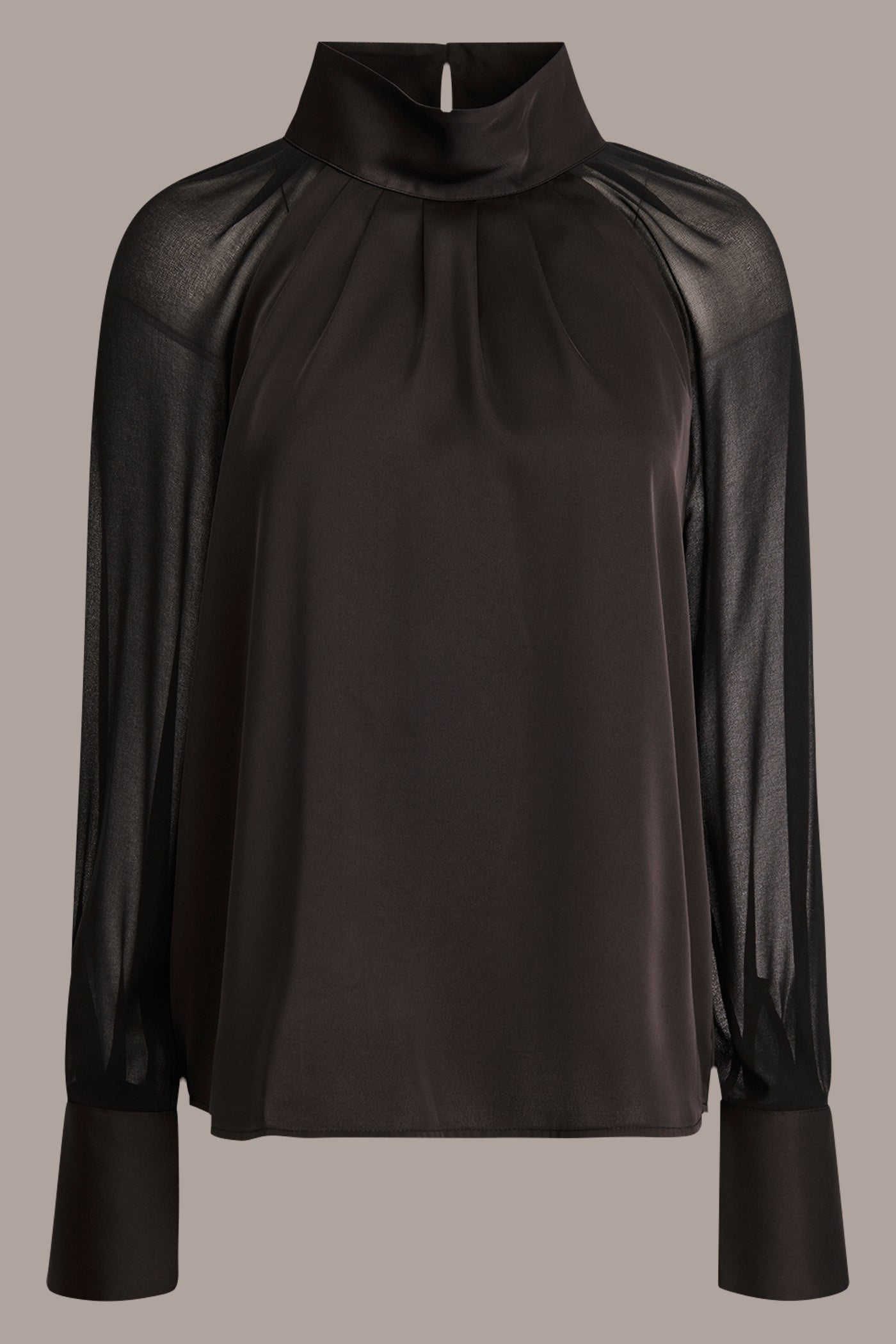 CHIFFON-PANELED MOCK-NECK SATIN-CREPE BLOUSE VIEW 7 CHIFFON-PANELED MOCK-NECK SATIN-CREPE BLOUSE VIEW 7