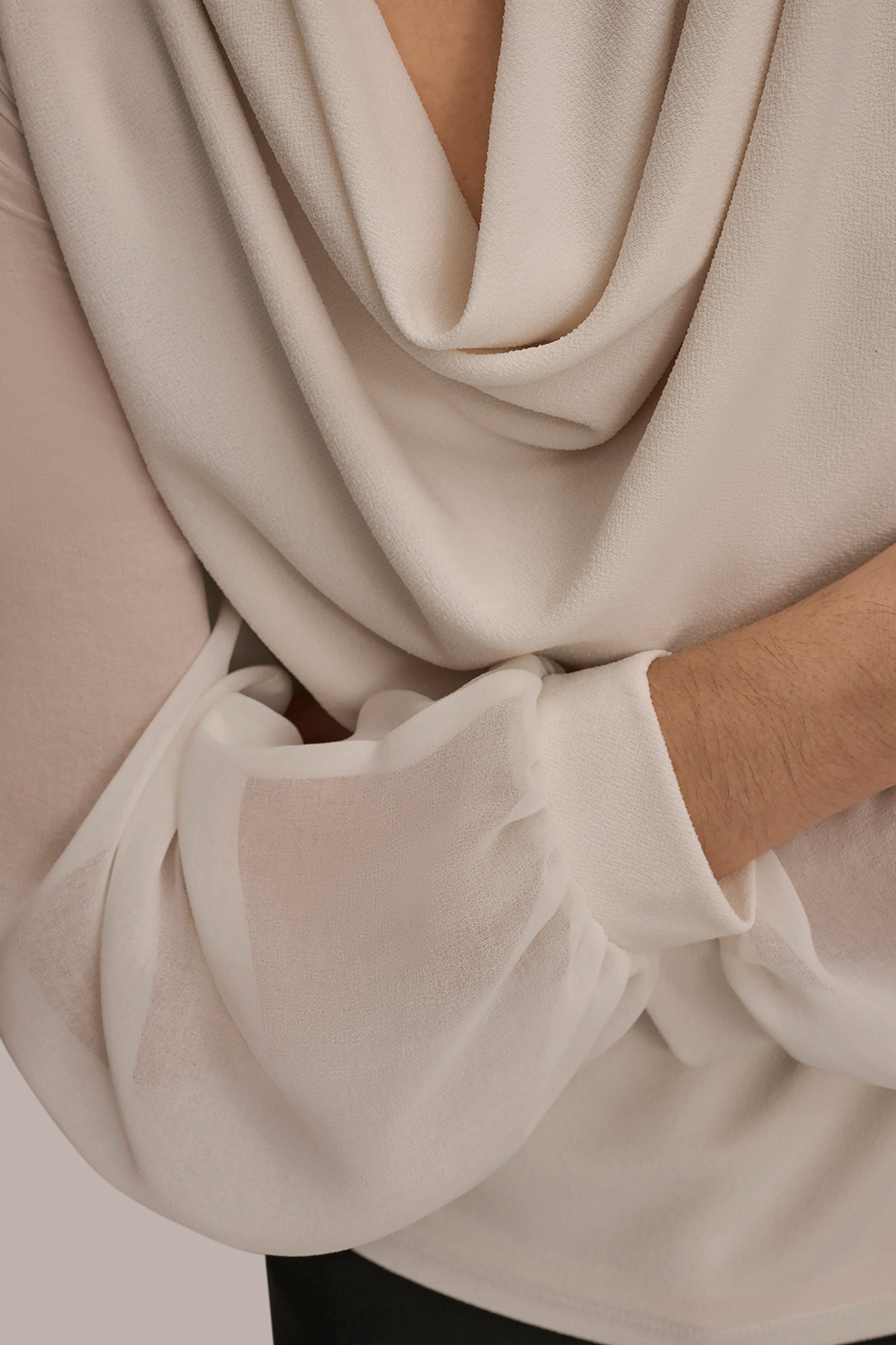 CHIFFON-PANELED COWL-NECK SATIN-CREPE BLOUSE VIEW 6 | Clothing CHIFFON-PANELED COWL-NECK SATIN-CREPE BLOUSE VIEW 6 | Clothing