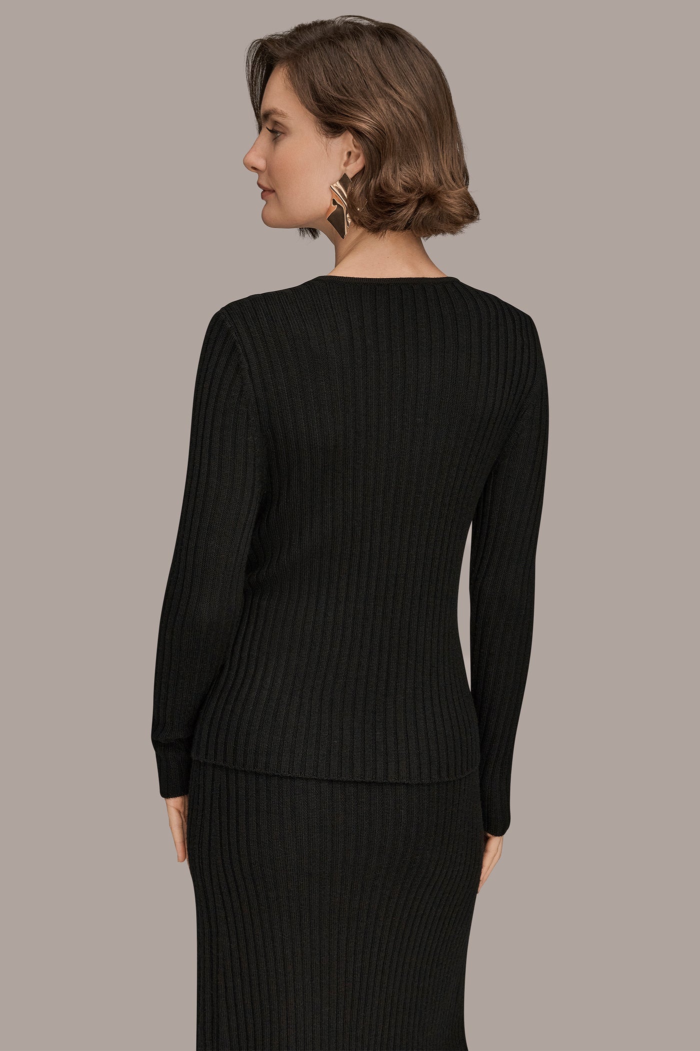 WRAP-EFFECT EMBELLISHED RIBBED SWEATER | View 2 | Suits and Separates WRAP-EFFECT EMBELLISHED RIBBED SWEATER | View 2 | Suits and Separates