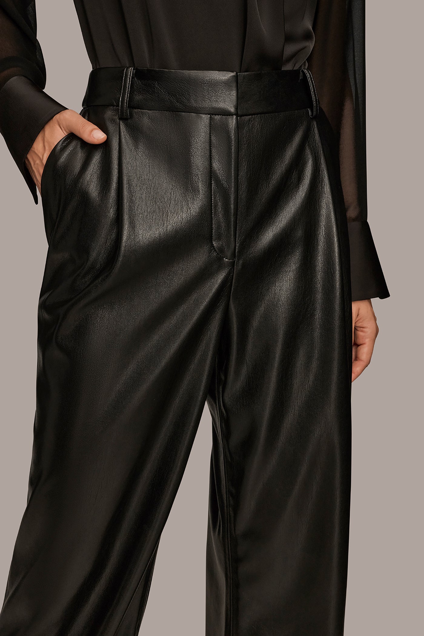 EXTRA HIGH-RISE PLEATED FAUX-LEATHER WIDE-LEG PANT VIEW 6 | Pants EXTRA HIGH-RISE PLEATED FAUX-LEATHER WIDE-LEG PANT VIEW 6 | Pants