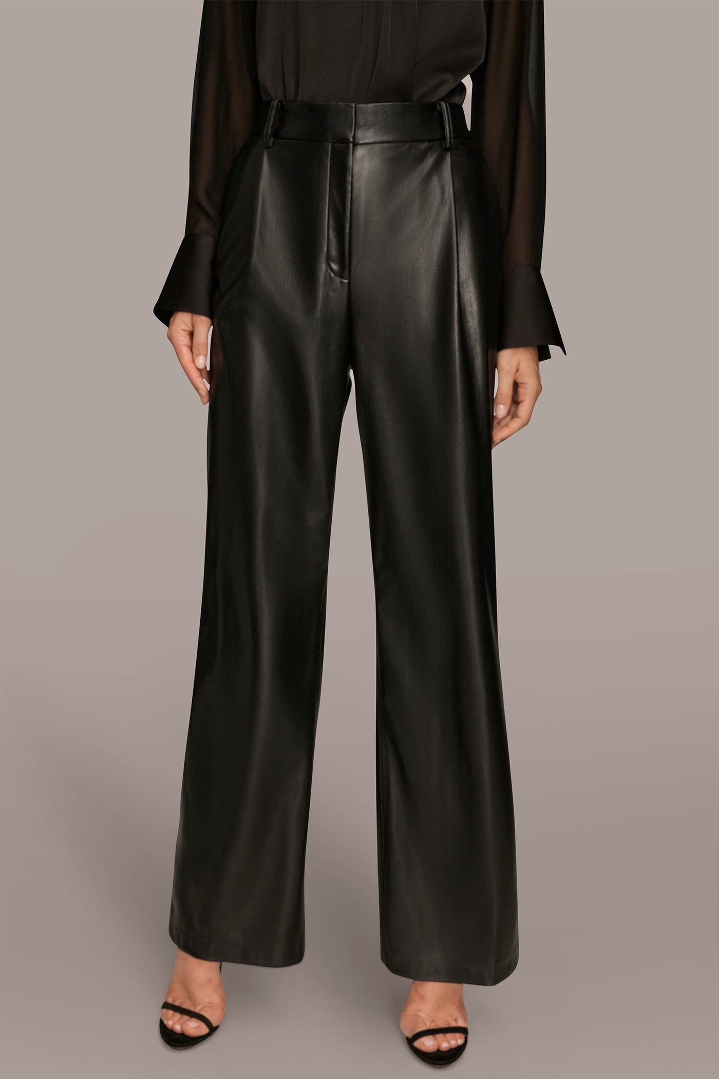 EXTRA HIGH-RISE PLEATED FAUX-LEATHER WIDE-LEG PANT | View 1 | Pants EXTRA HIGH-RISE PLEATED FAUX-LEATHER WIDE-LEG PANT | View 1 | Pants