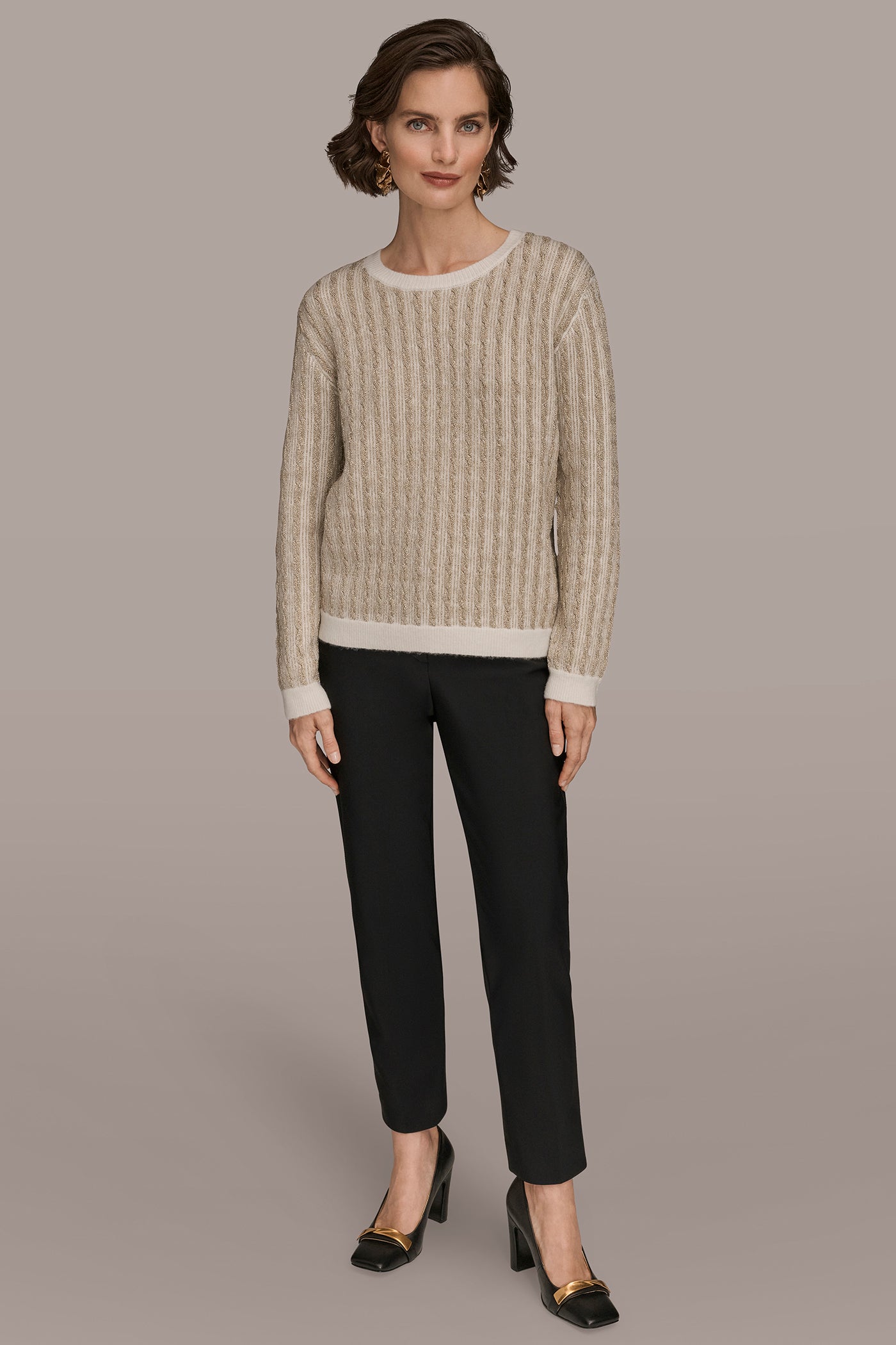 METALLIC TWO-TONE CABLE-KNIT SWEATER VIEW 6 | Clothing METALLIC TWO-TONE CABLE-KNIT SWEATER VIEW 6 | Clothing