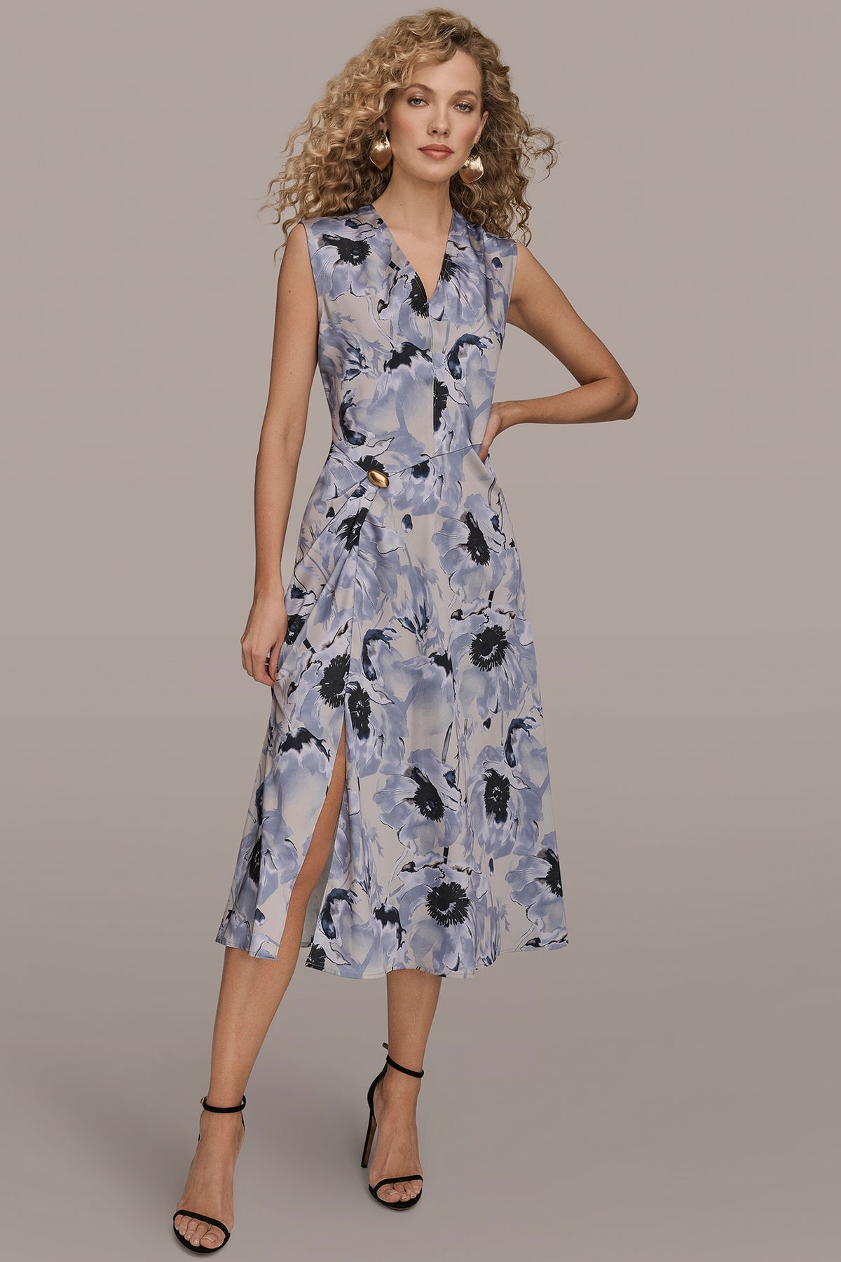 Donna Karan Women's Cap Sleeves Midi Dress - Violet/Tempered