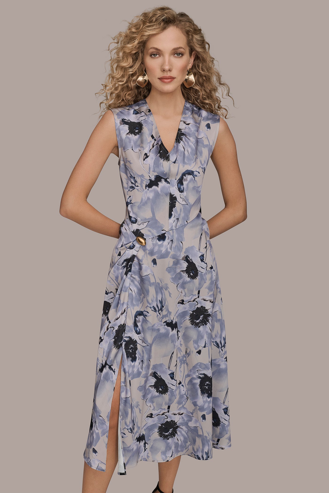 CAP-SLEEVE V-NECK PRINTED MIDI DRESS VIEW 7 | Clothing CAP-SLEEVE V-NECK PRINTED MIDI DRESS VIEW 7 | Clothing